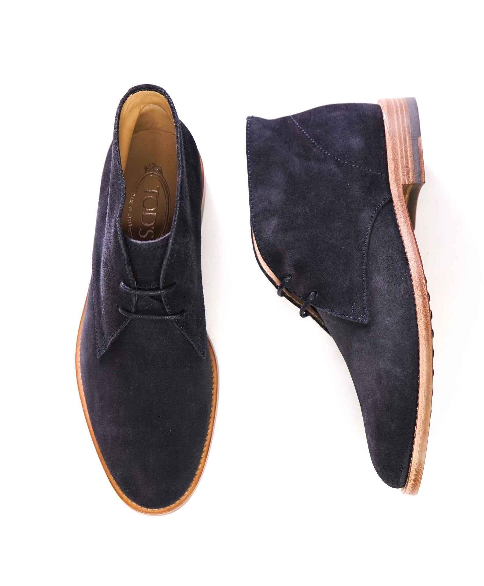 $825 TOD'S - Navy Blue Suede Chukka Boots - US 7 (6UK)