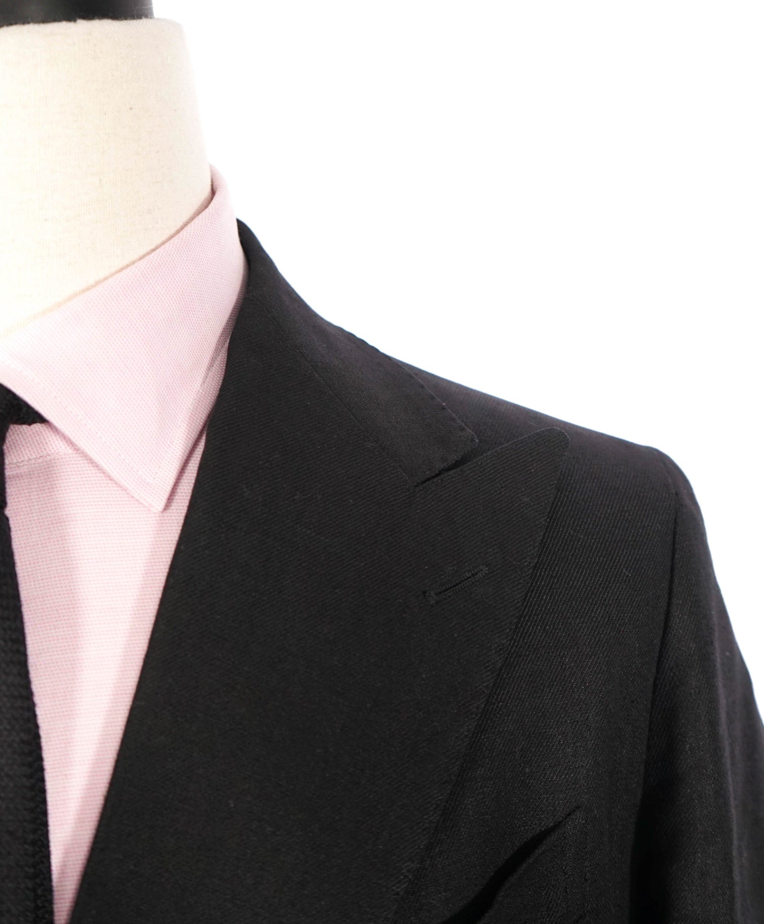 $975 TAGLIATORE - Solid Black Linen Double-Breasted Blazer - 40R