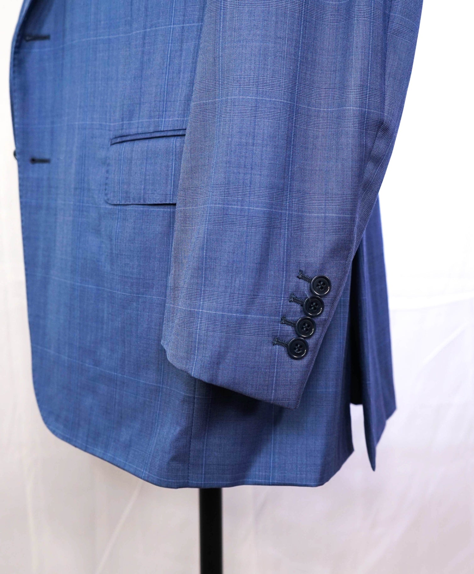 $4,090 ZEGNA - Blue Plaid Wool Suit - 46R