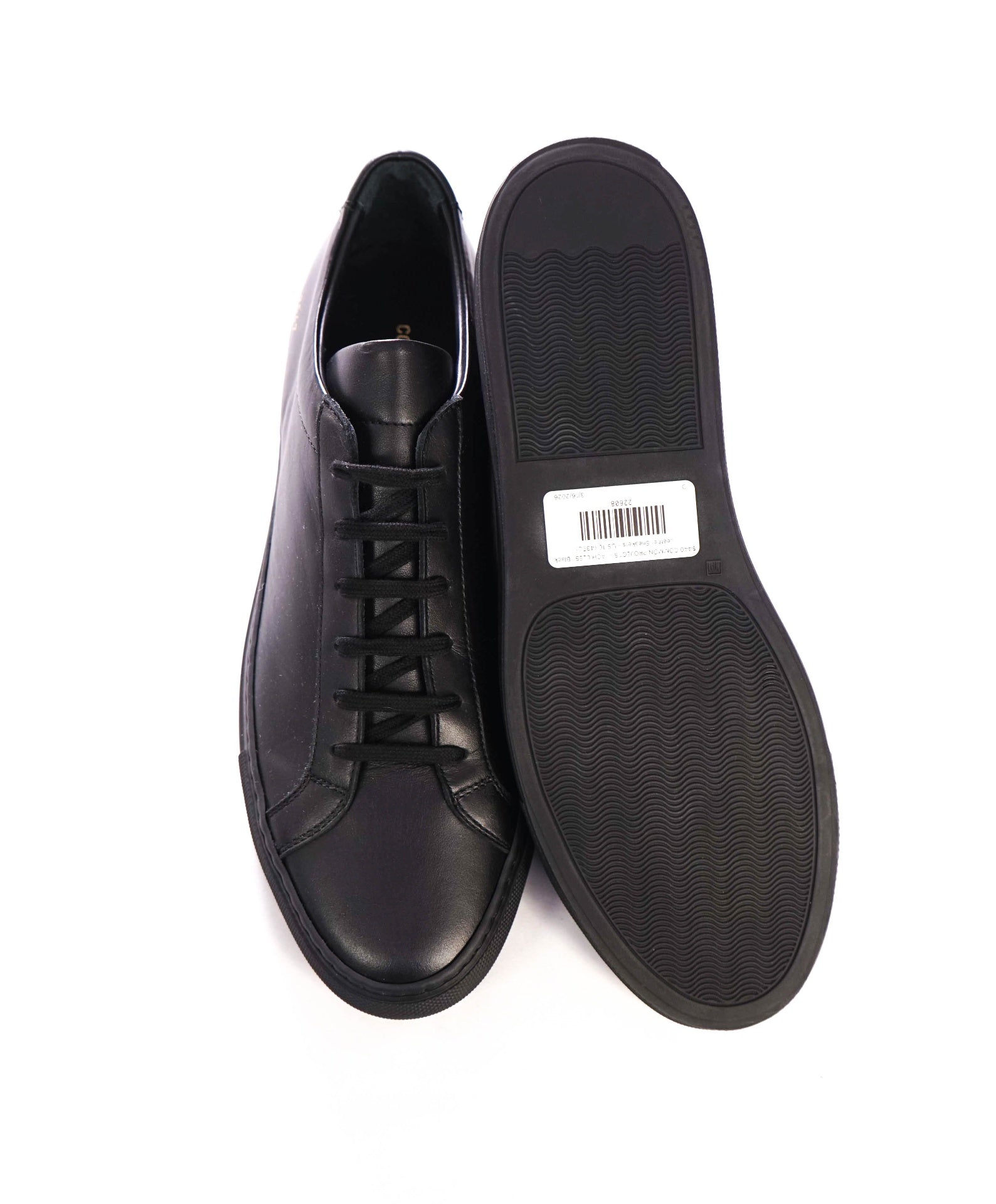 $440 COMMON PROJECTS - "ACHILLES" Black Leather Sneakers - US 10 (43EU)