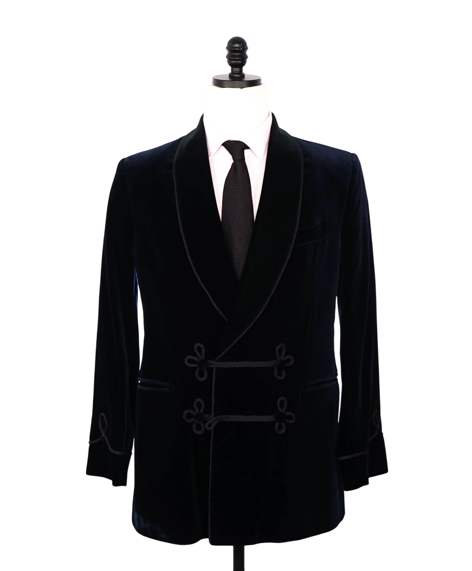 $1,712 FAVOURBROOK - Navy Velvet Double Breasted Smoking Jacket - 50 US