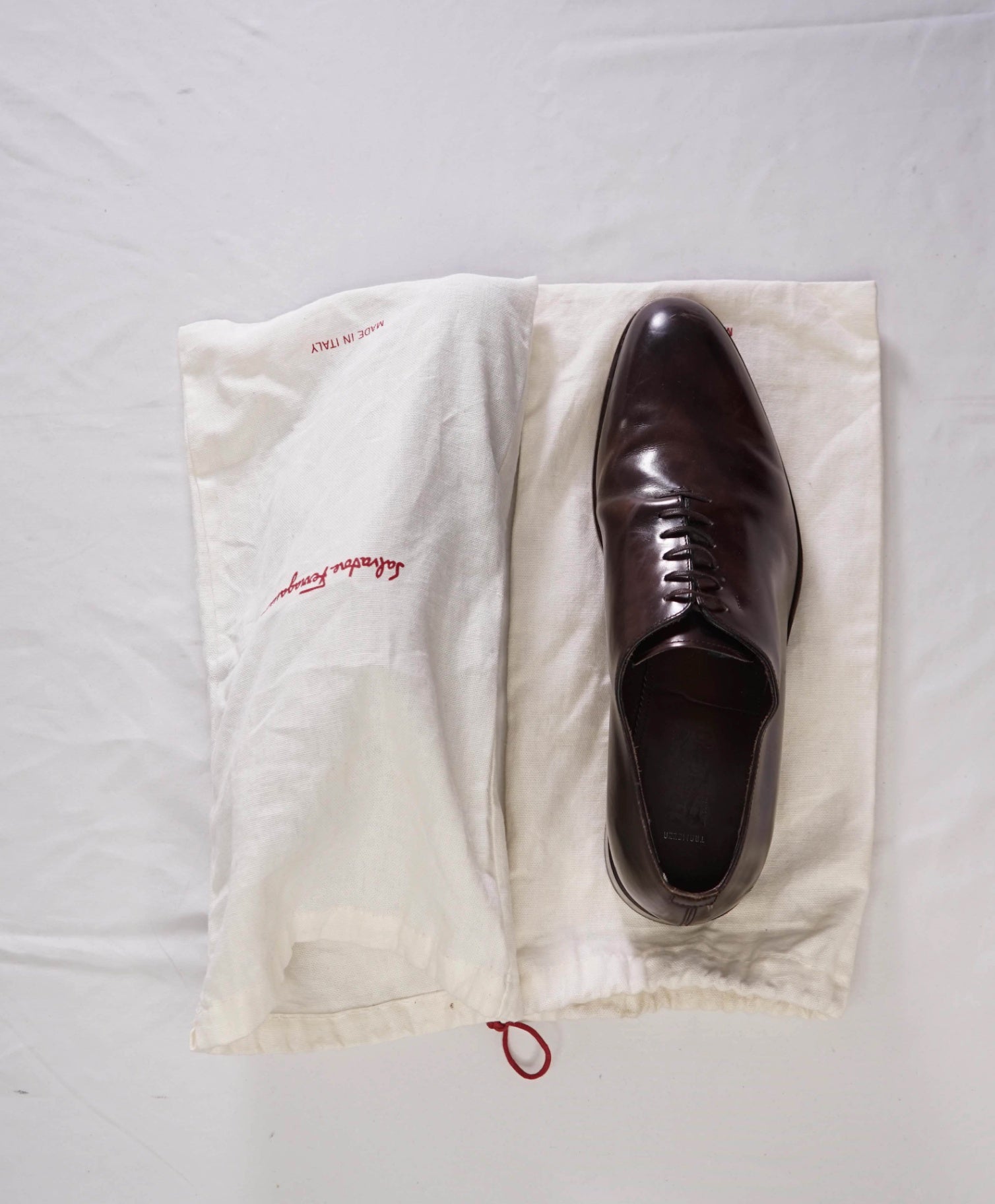 $1,395 FERRAGAMO - "TRAMEZZA" Dark Brown Leather Oxfords - 12 E