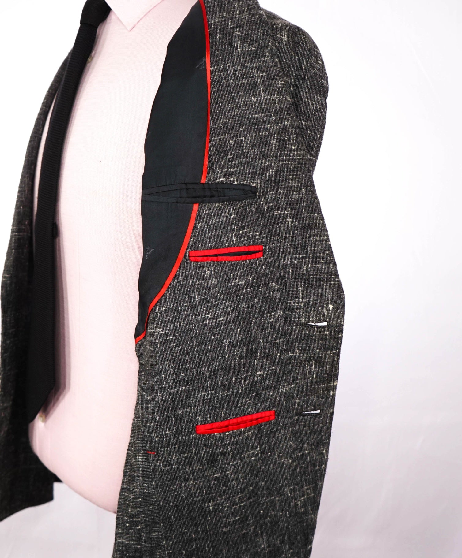 $4,500 ISAIA - Gray Wool/Silk/Cotton Fleck White Gray Blazer - 40R