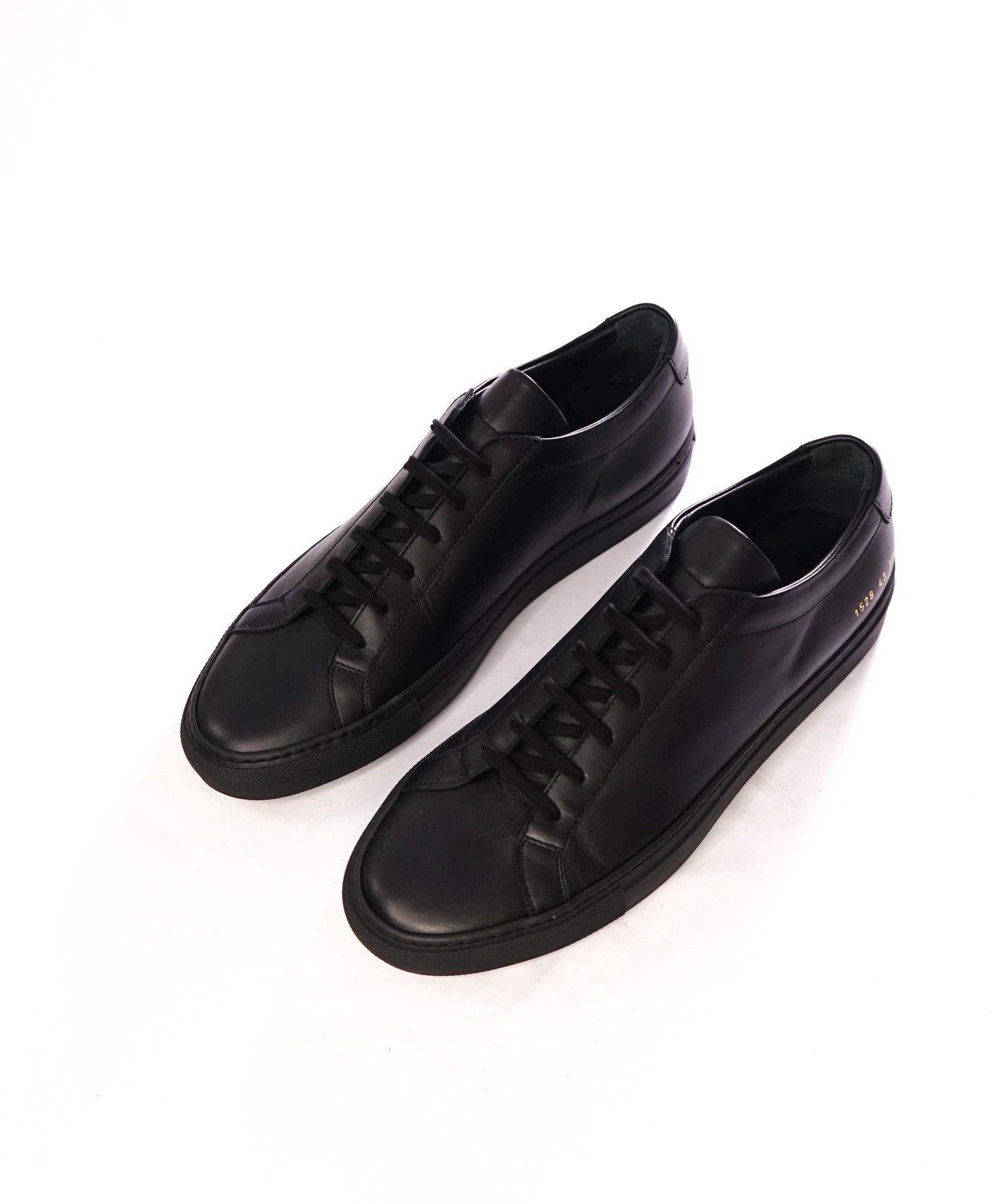 $440 COMMON PROJECTS - "ACHILLES" Black Leather Sneakers - US 10 (43EU)
