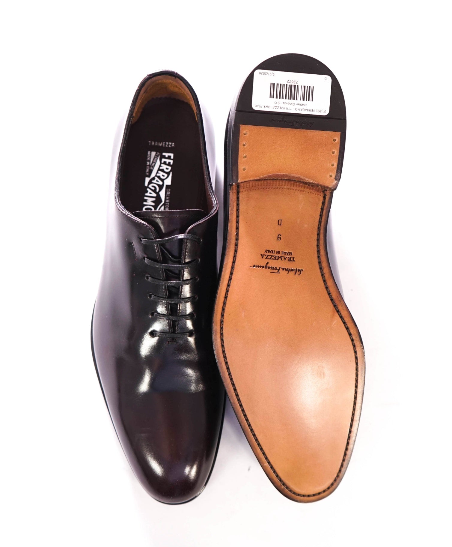 $1,395 FERRAGAMO - "TRAMEZZA" ANGIOLO Bronw Oxfords - 9 D