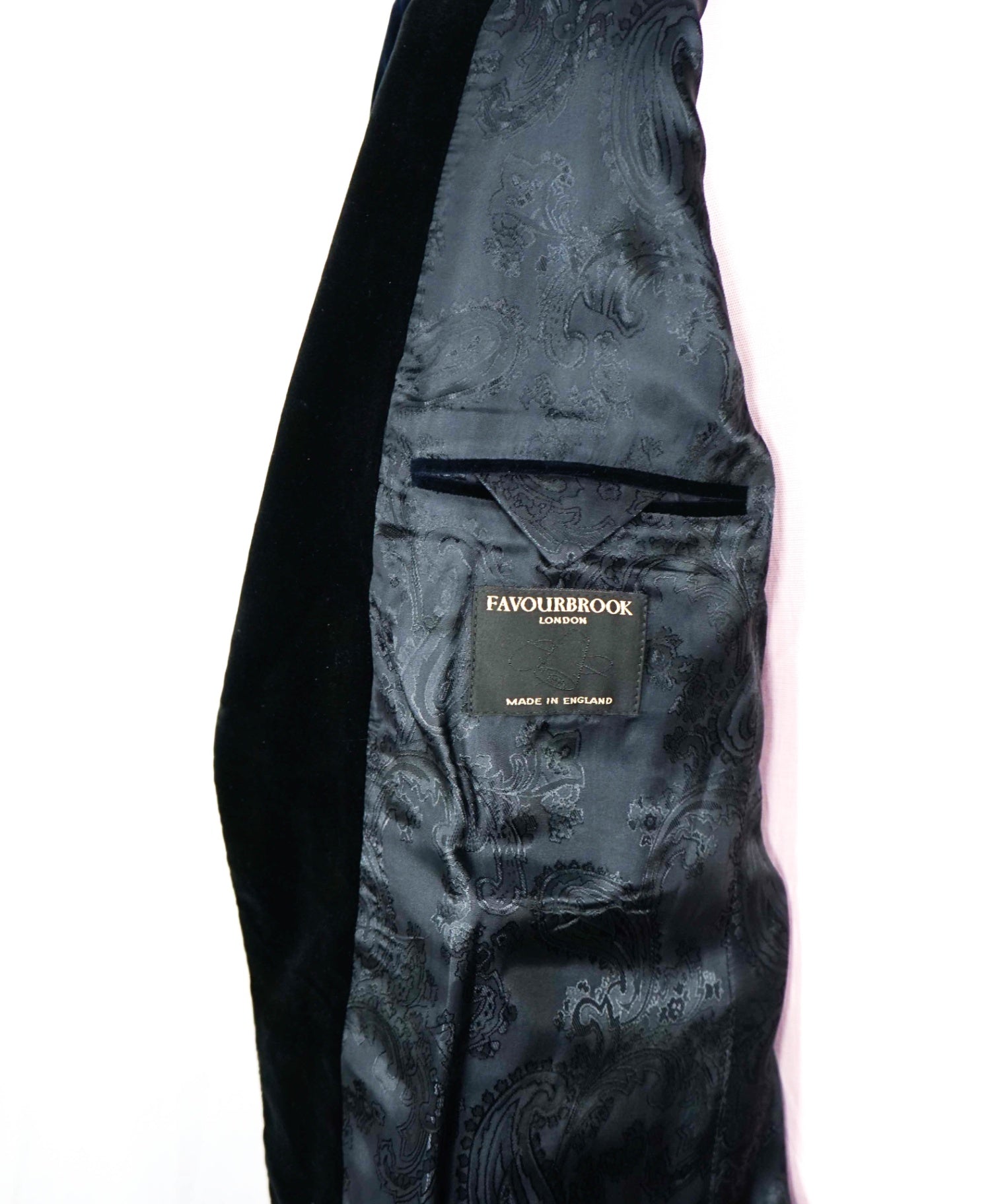 $1,712 FAVOURBROOK - Navy Velvet Double Breasted Smoking Jacket - 50 US