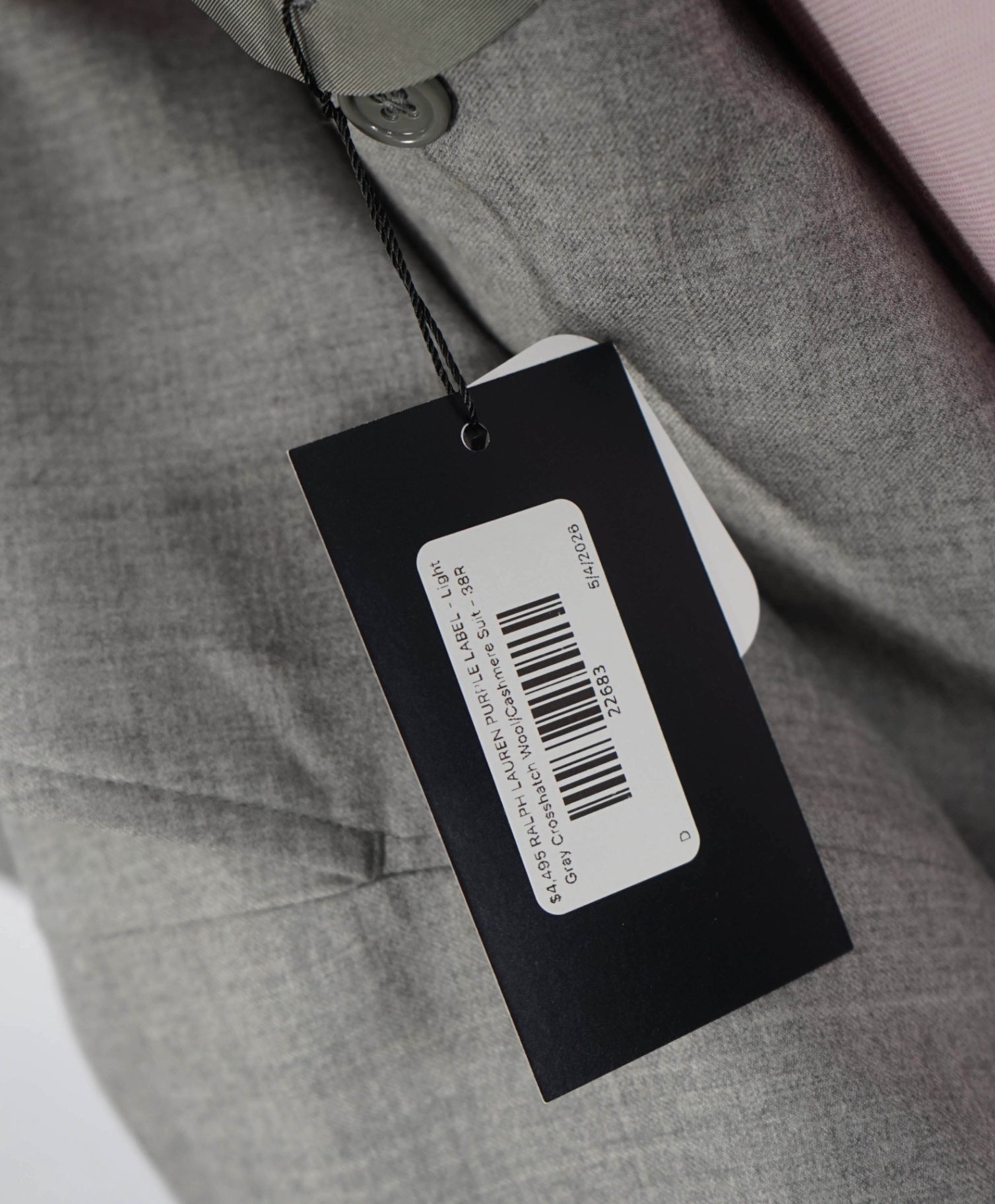$4,495 RALPH LAUREN PURPLE LABEL - Gray Wool/Cashmere Suit - 38R