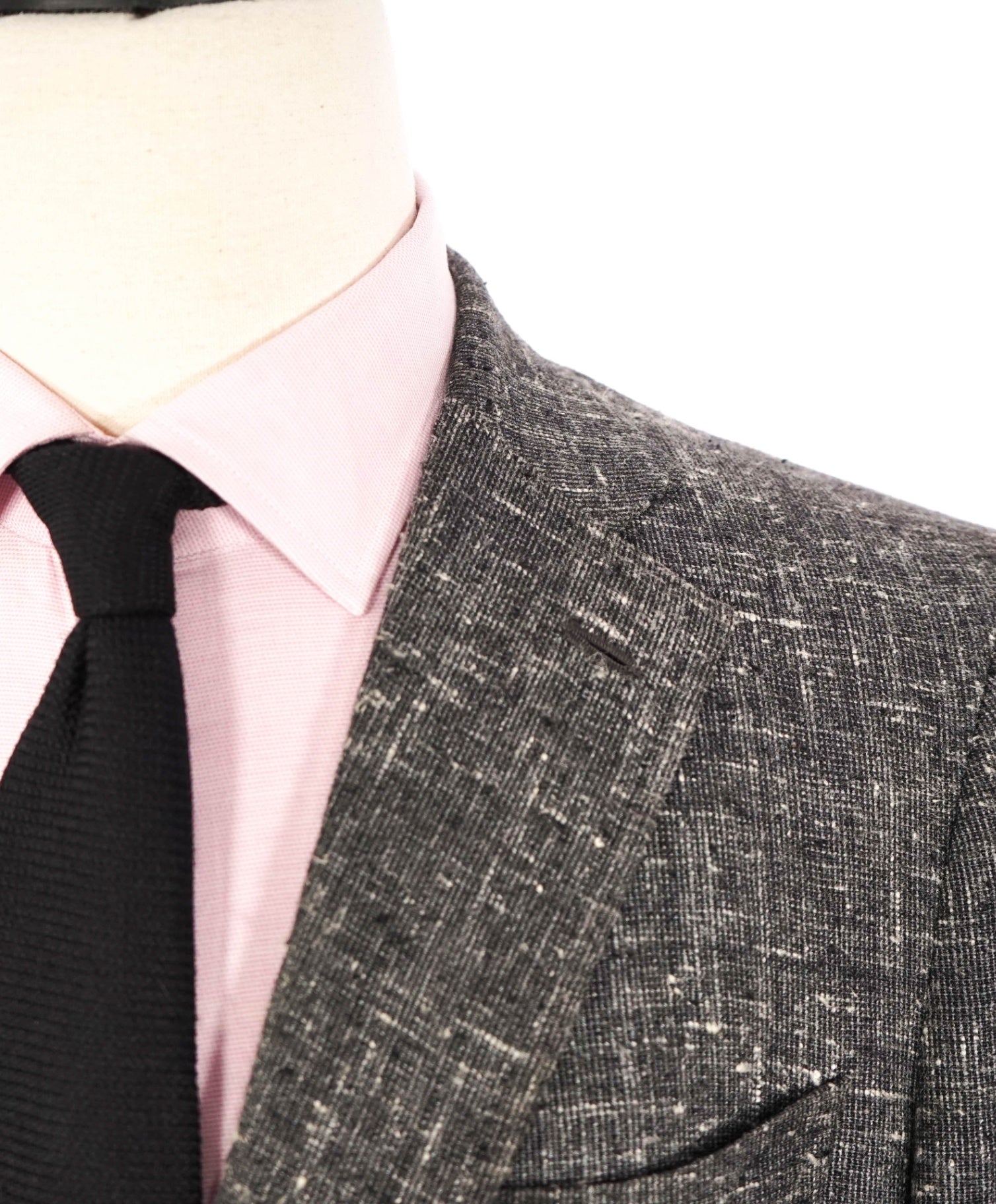 $4,500 ISAIA - Gray Wool/Silk/Cotton Fleck White Gray Blazer - 40R