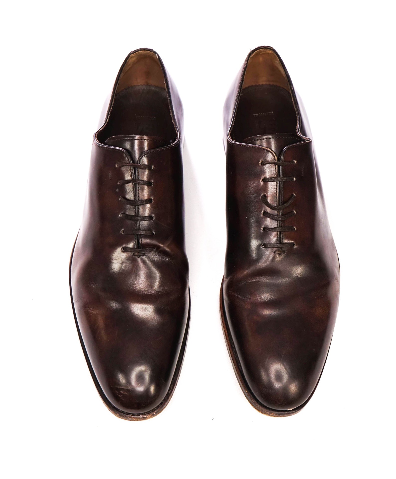 $1,395 FERRAGAMO - "TRAMEZZA" Dark Brown Leather Oxfords - 12 E