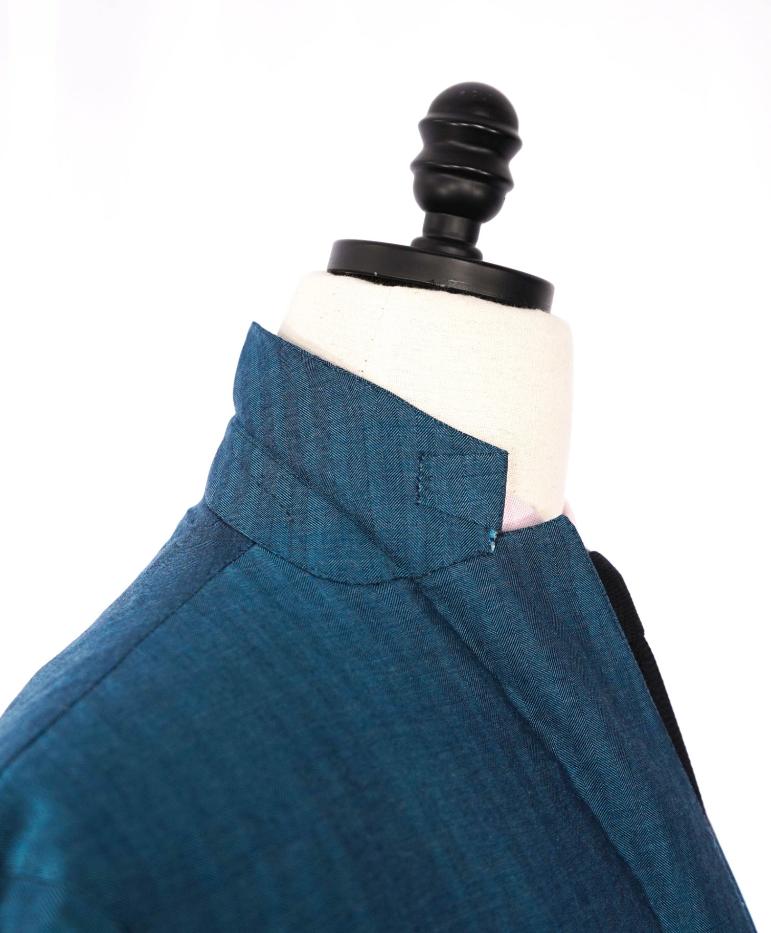 $3,490 ZEGNA - Blue Herringbone 65% Cashmere/Silk Blazer - 52R US