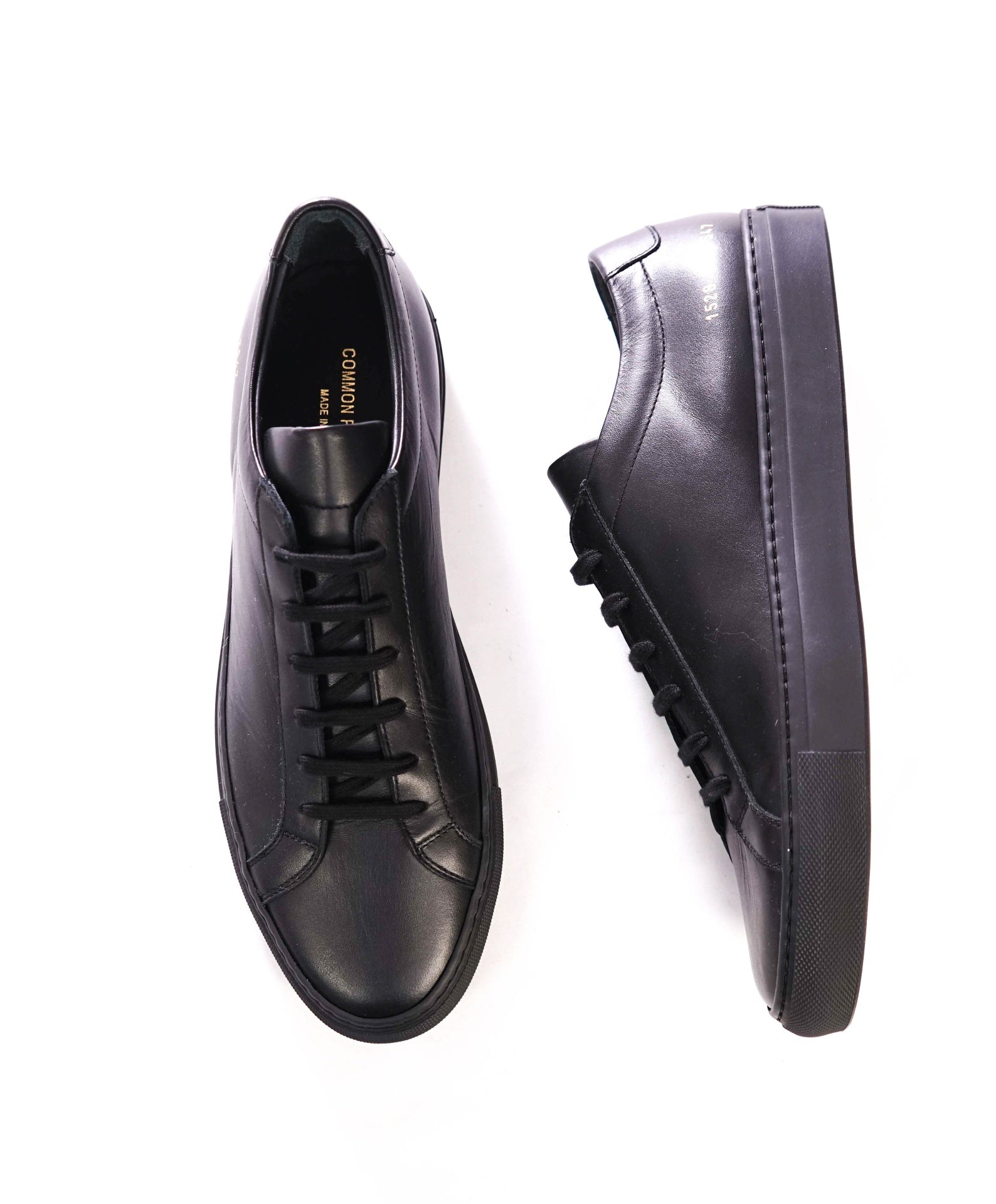$440 COMMON PROJECTS - "ACHILLES" Black Leather Sneakers - US 10 (43EU)