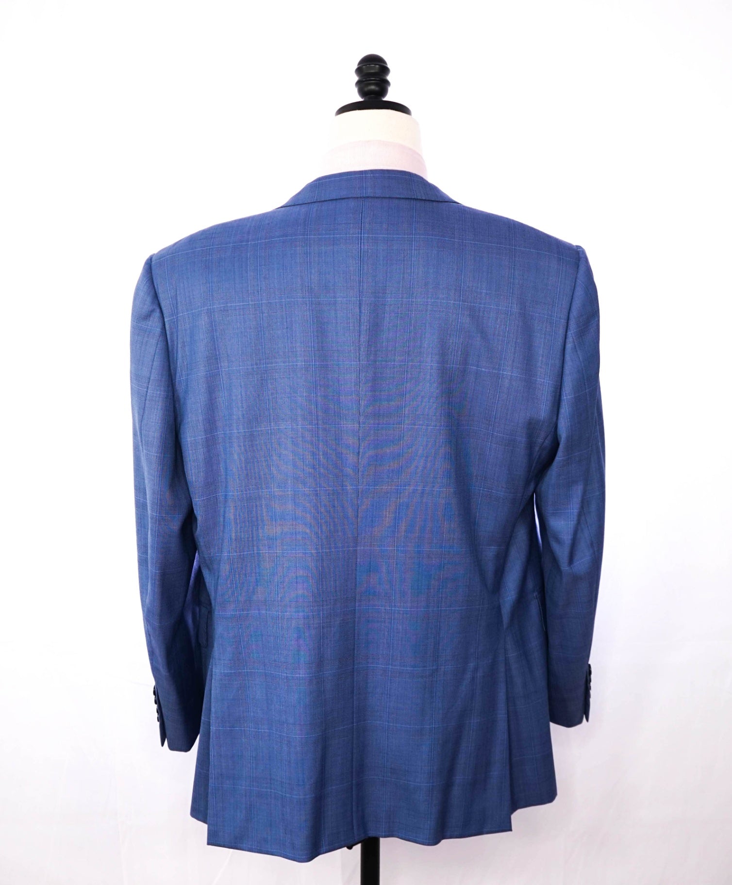 $4,090 ZEGNA - Blue Plaid Wool Suit - 46R