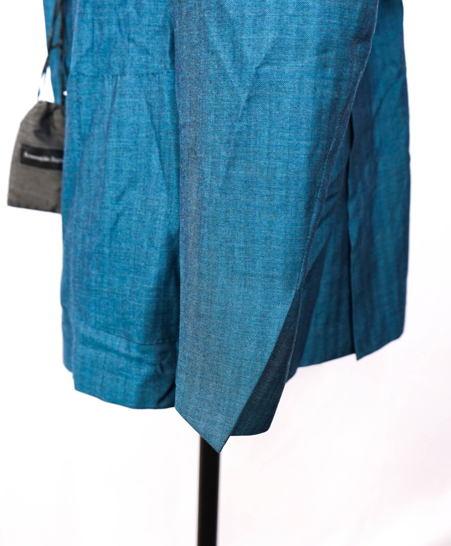 $3,490 ZEGNA - Blue Herringbone 65% Cashmere/Silk Blazer - 52R US