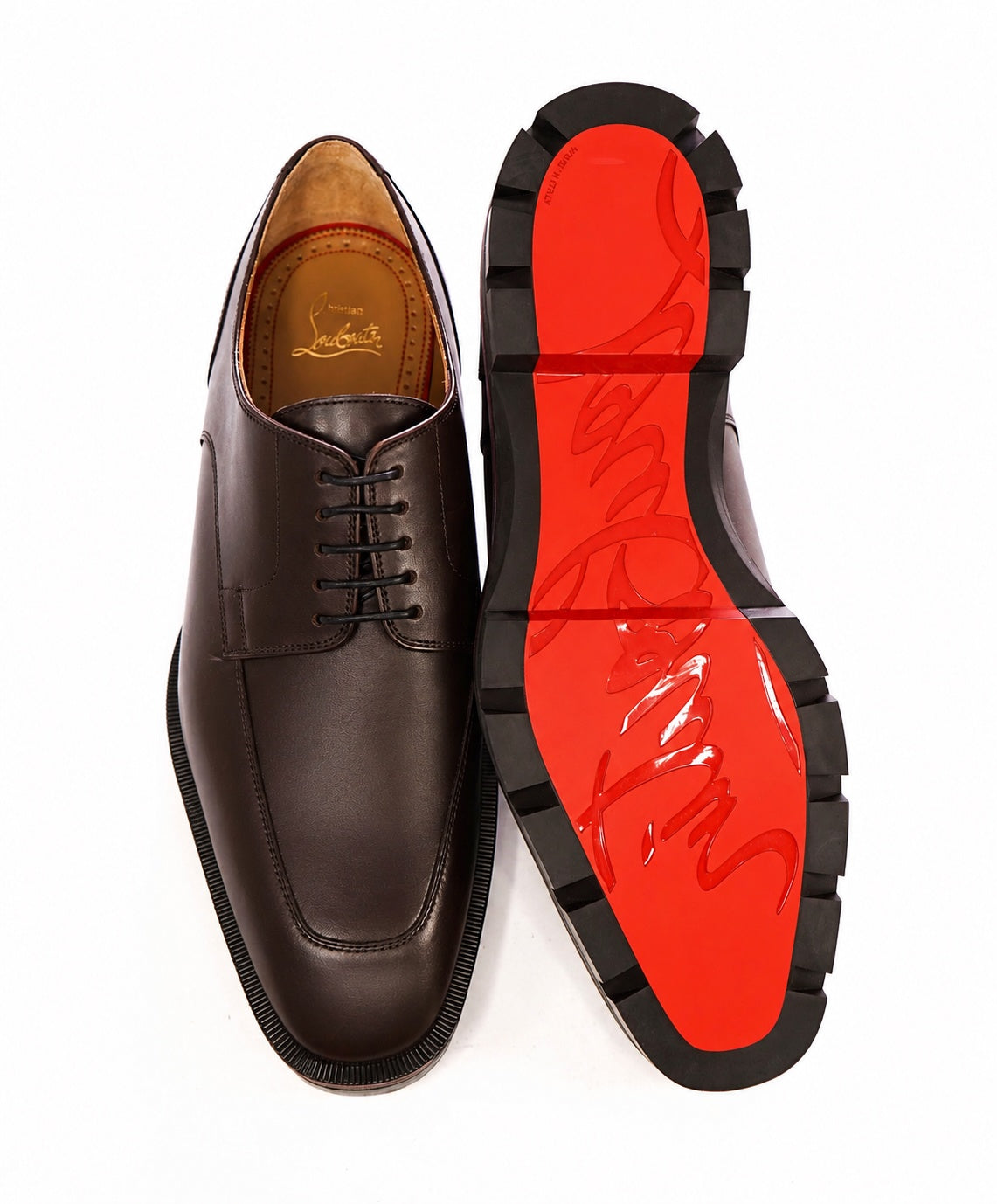 $1,190 LOUBOUTIN - Brown Lug Sole *DAVISOL* Derby - US 10 (43EU)