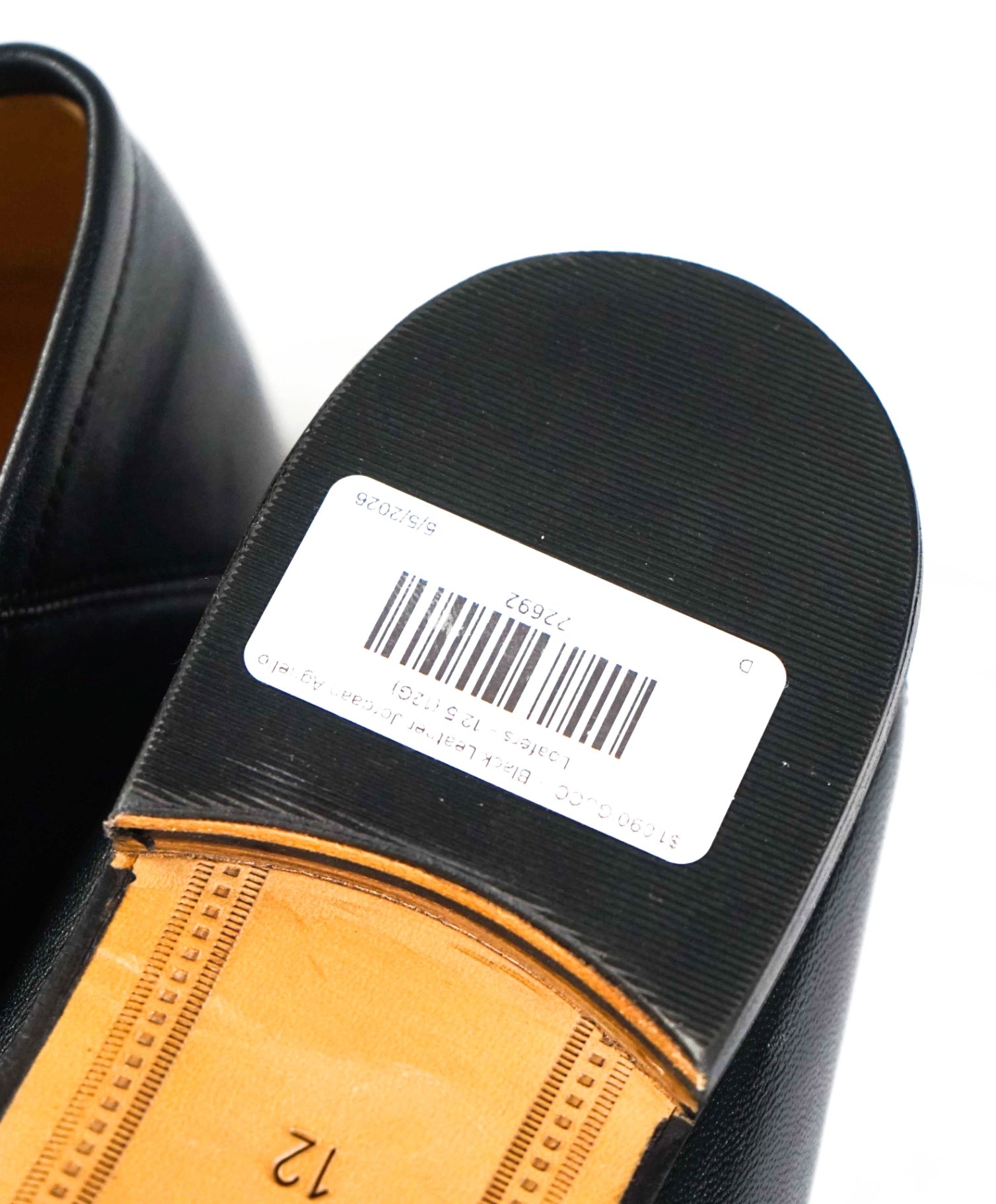 $1,090 GUCCI - Black Leather Jordaan Agnello Loafers - 12.5 (12G)