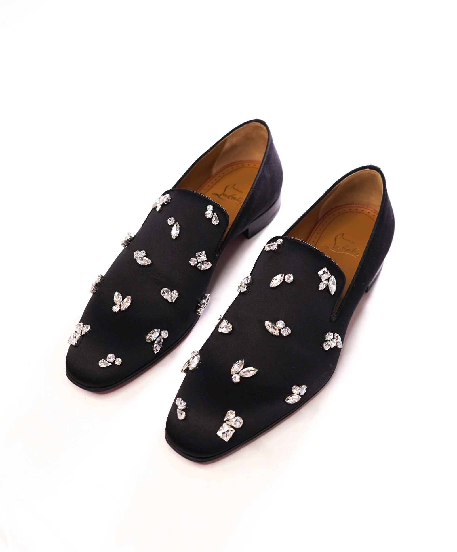 $1,495 LOUBOUTIN - Black Satin "DANDELION QUEENIE" Loafers - US 9 (42EU)