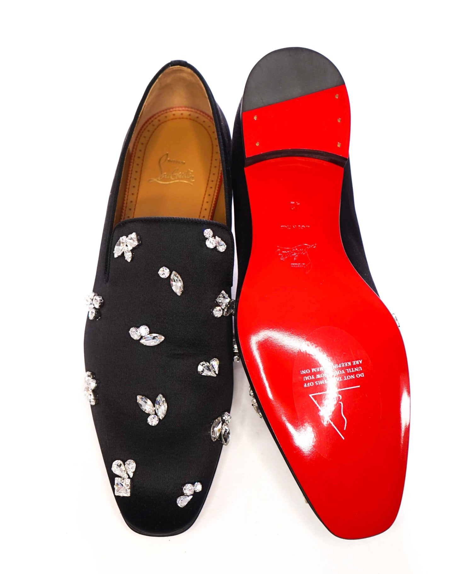 $1,495 LOUBOUTIN - Black Satin "DANDELION QUEENIE" Loafers - US 9 (42EU)