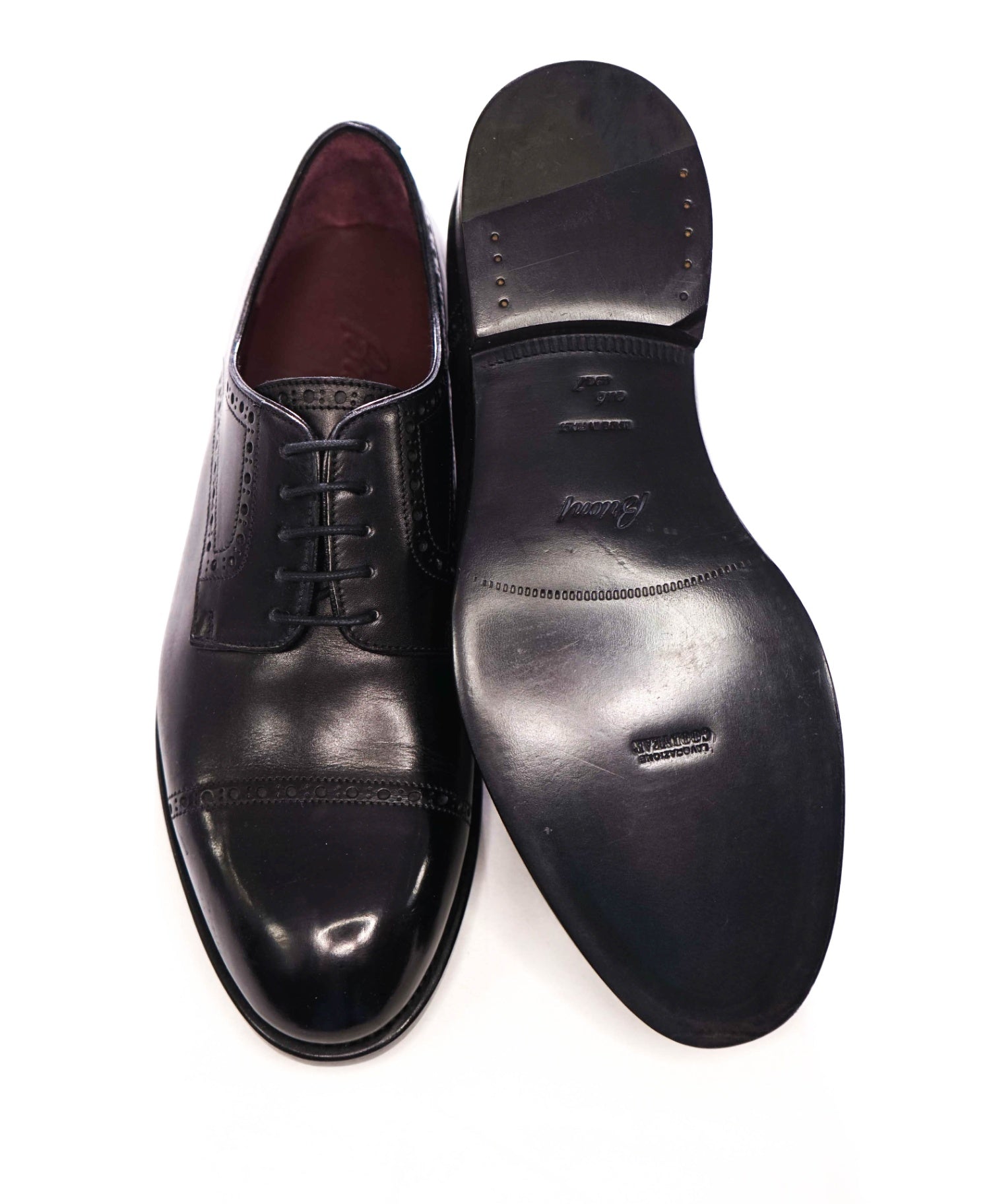 $1,750 BRIONI - Black GOODYEAR Leather Derby - US 7 (6UK)