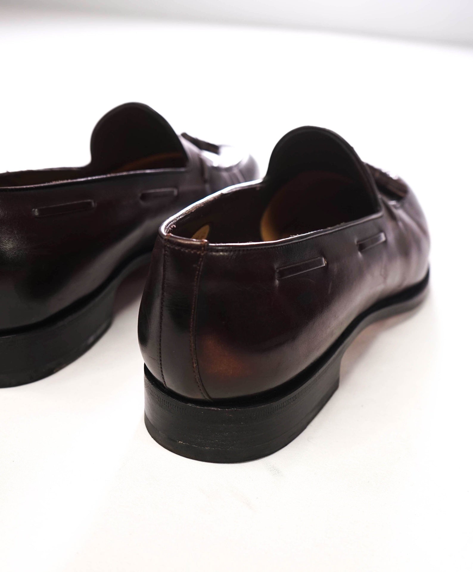 $970 SANTONI - Dark Brown GOODYEAR Leather Tassel Loafers - US 13 (12UK)