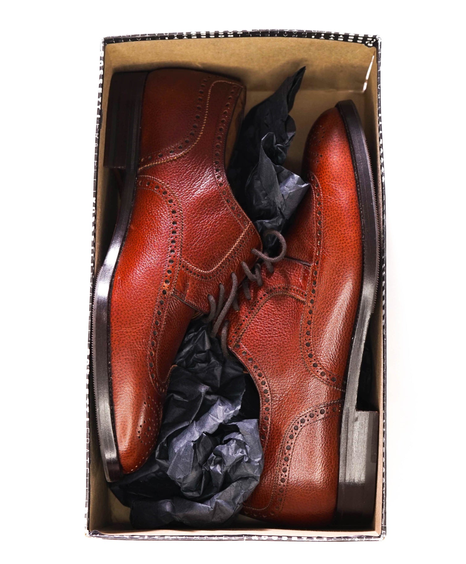 $700 FRATELLI ROSSETTI - Brown Pebble Leather Derby - US 10 (9UK)