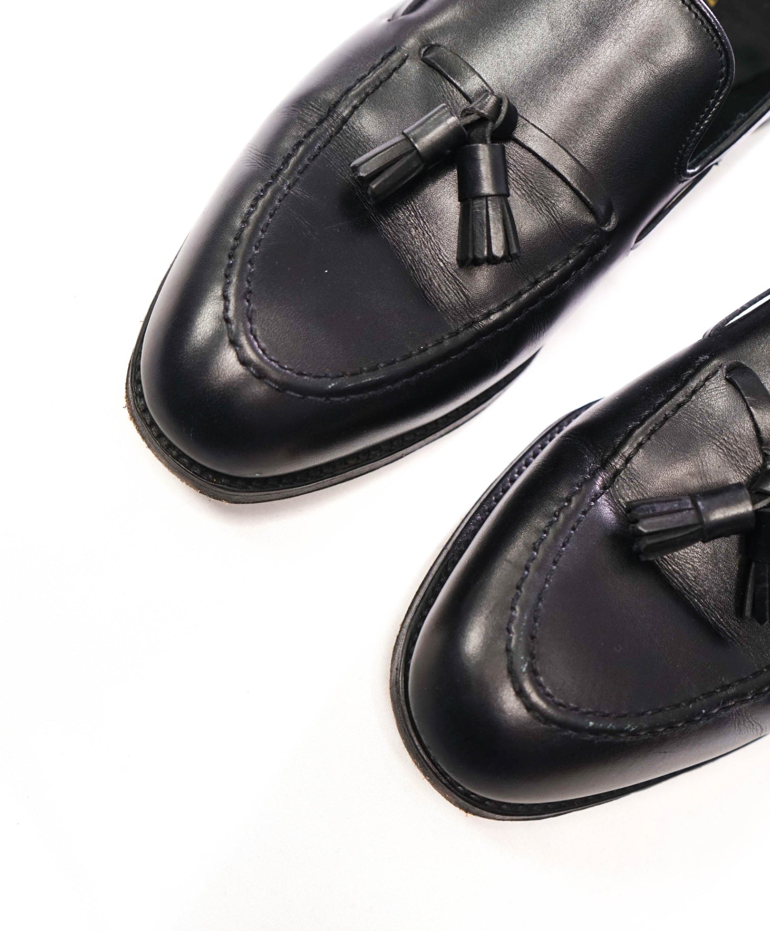 $550 LOAKE 1880 - Black Goodyear "RUSSELL" Tassel Loafers - US 9.5 (UK8.5)