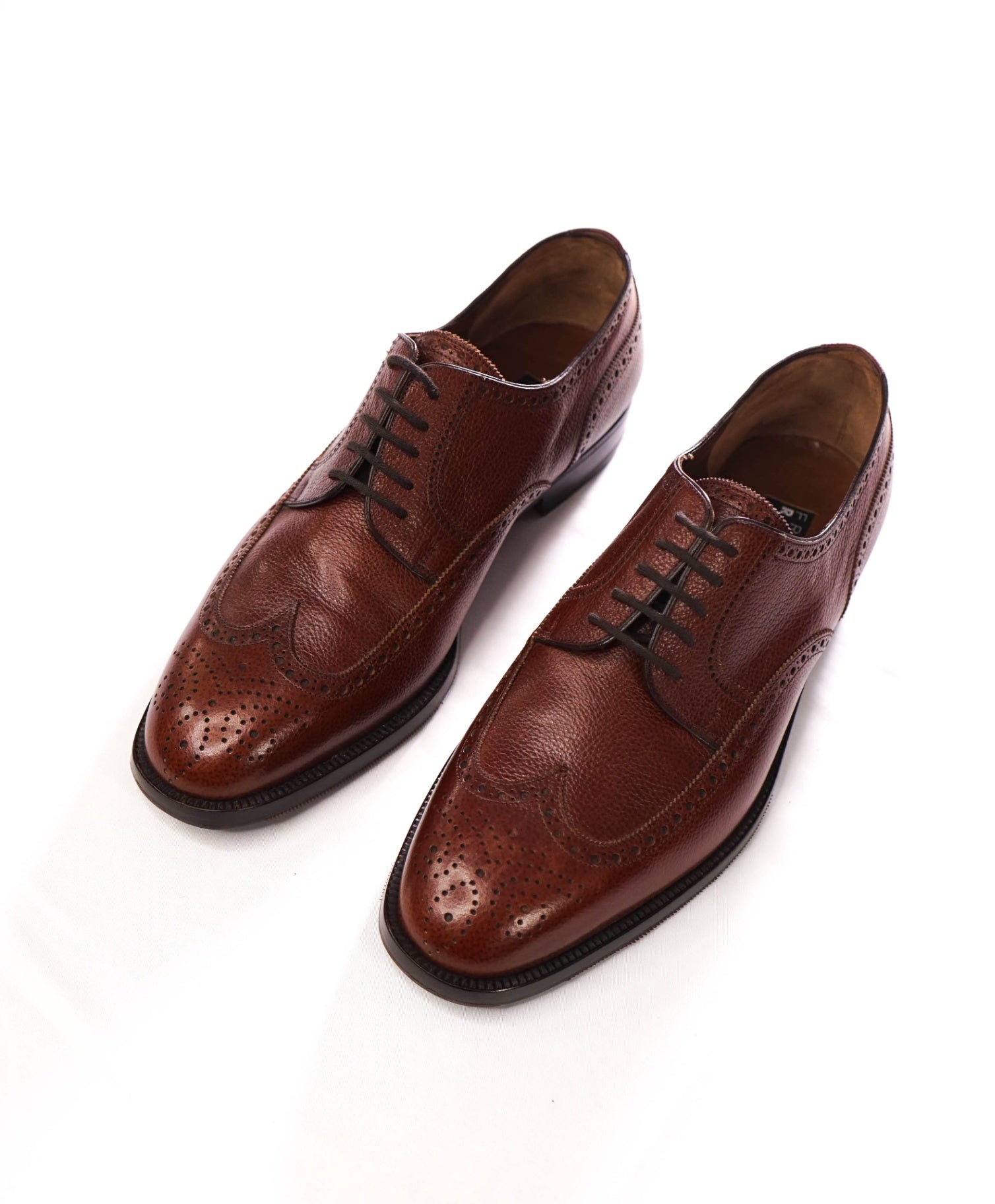 $700 FRATELLI ROSSETTI - Brown Pebble Leather Derby - US 10 (9UK)