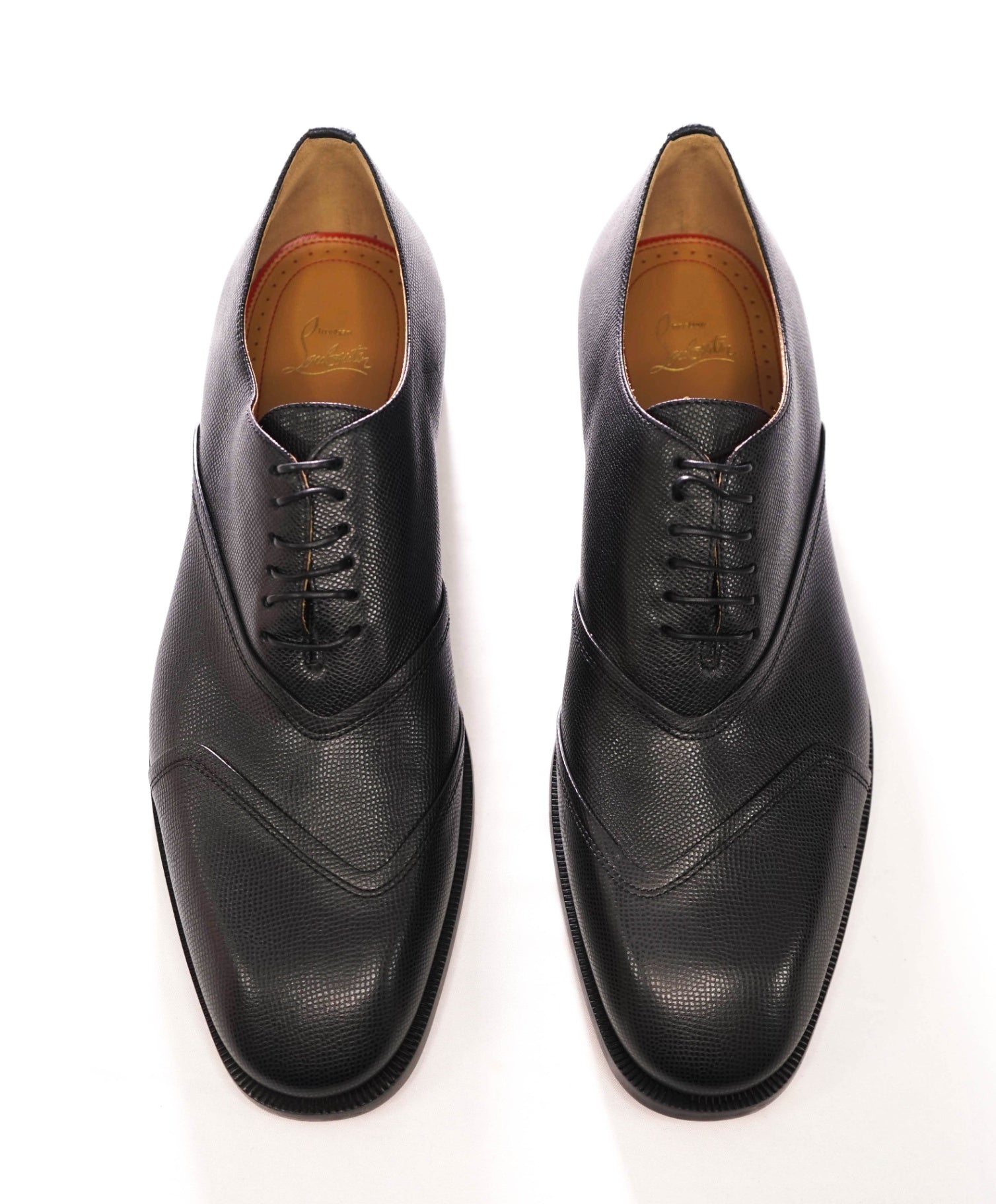 $1,145 LOUBOUTIN - Black Pebble Leather "BOABI" Oxfords - US 12 (45EU)