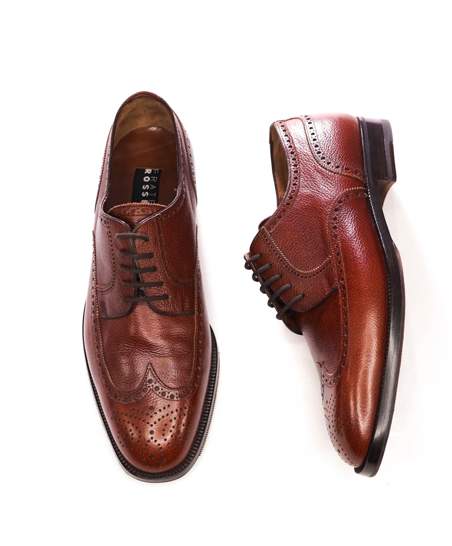 $700 FRATELLI ROSSETTI - Brown Pebble Leather Derby - US 10 (9UK)