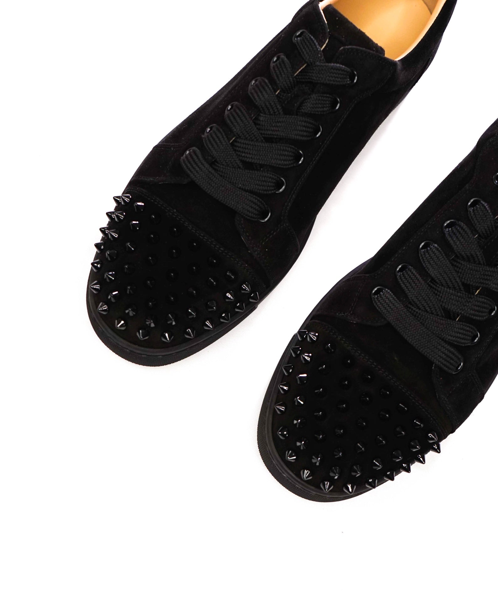 $945 LOUBOUTIN - Black Suede "VIERIA SPIKES" Sneakers - US 9 (42EU)