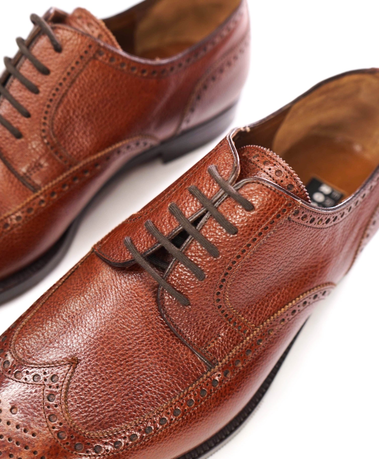 $700 FRATELLI ROSSETTI - Brown Pebble Leather Derby - US 10 (9UK)