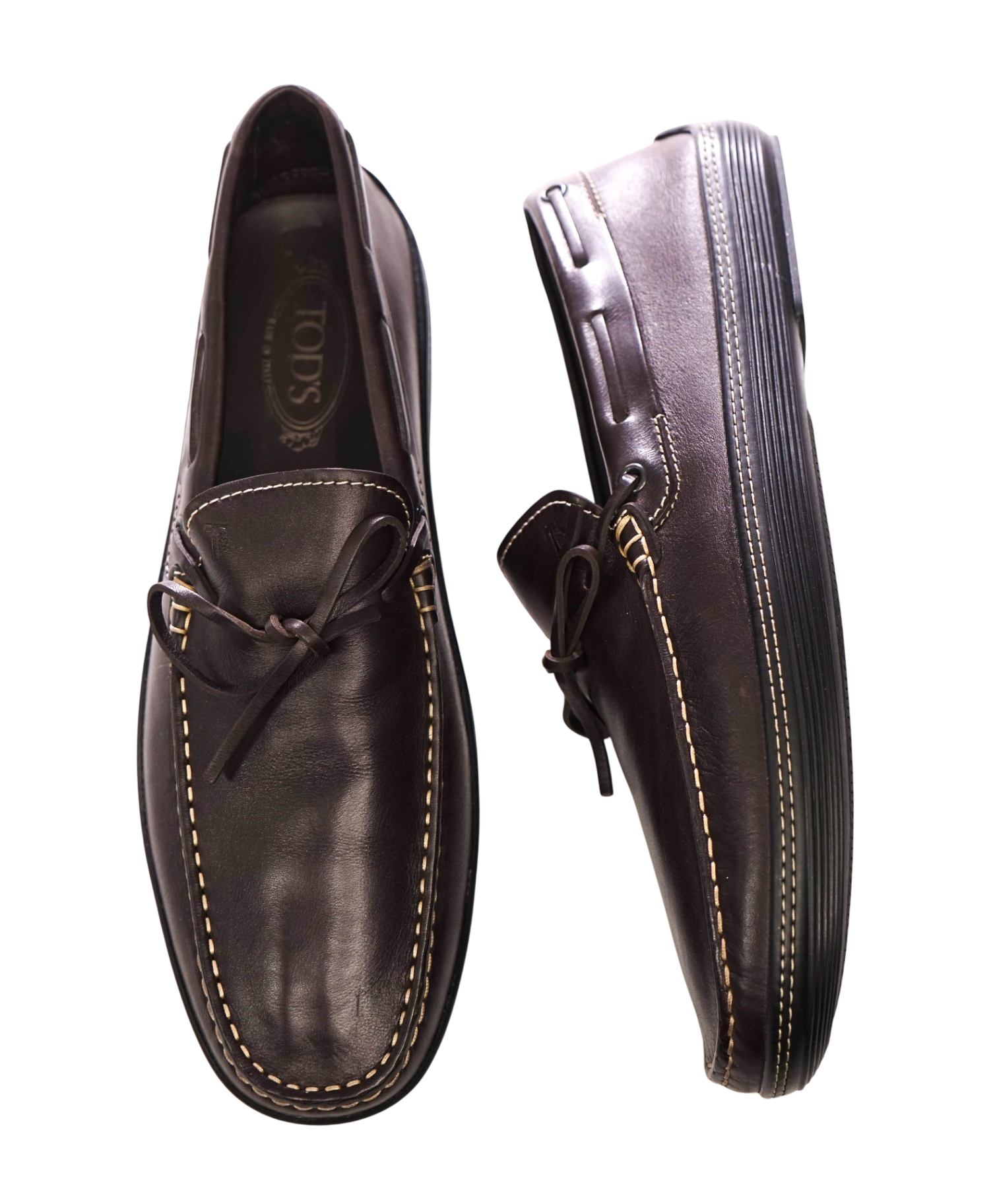 $995 TOD'S - Dark Brown Leather Boat Shoes - US 12.5 (11.5UK)