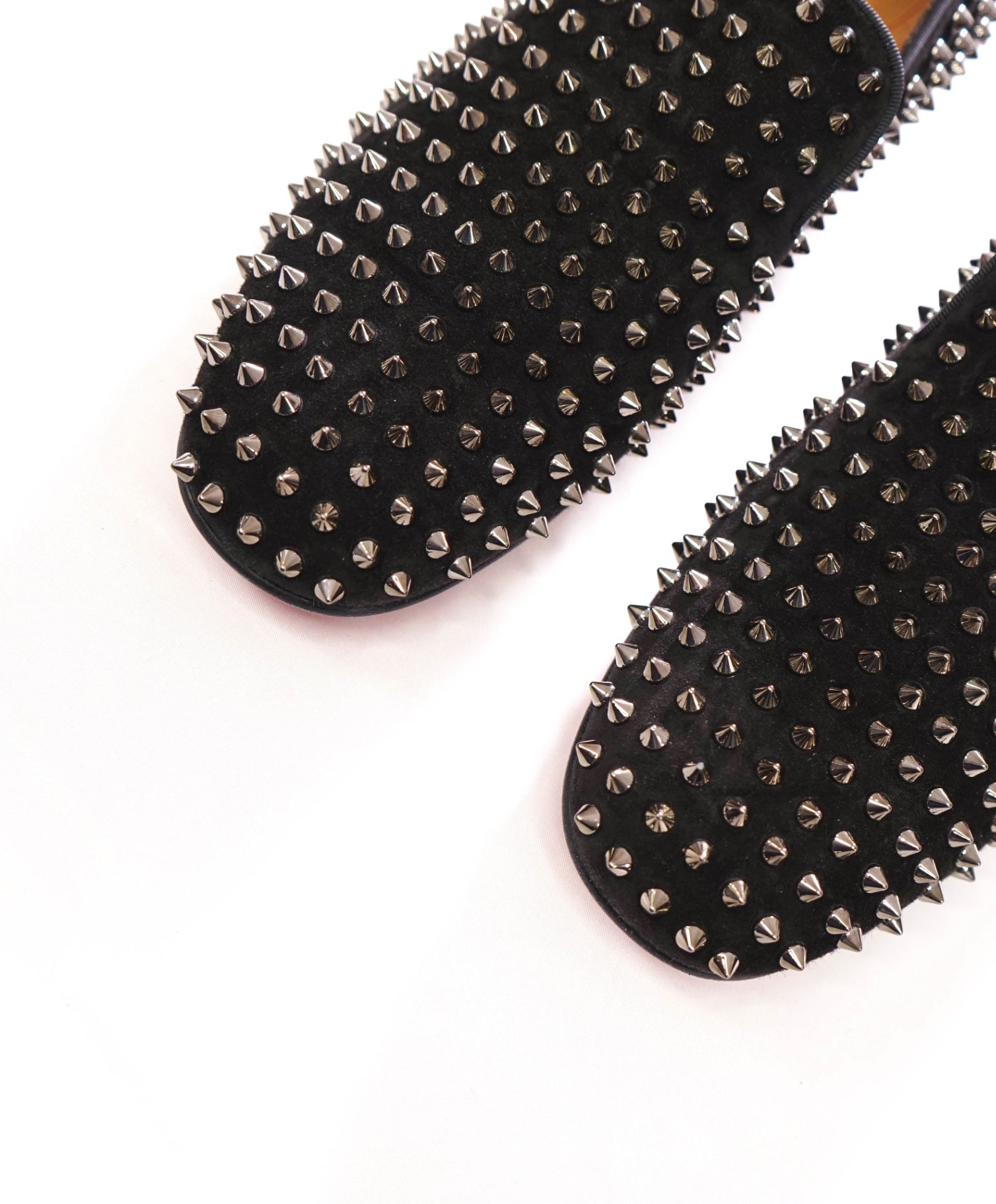 $1,395 LOUBOUTIN - Black Suede Dandelion Spikes Loafers - US 11.5 (44.5EU)