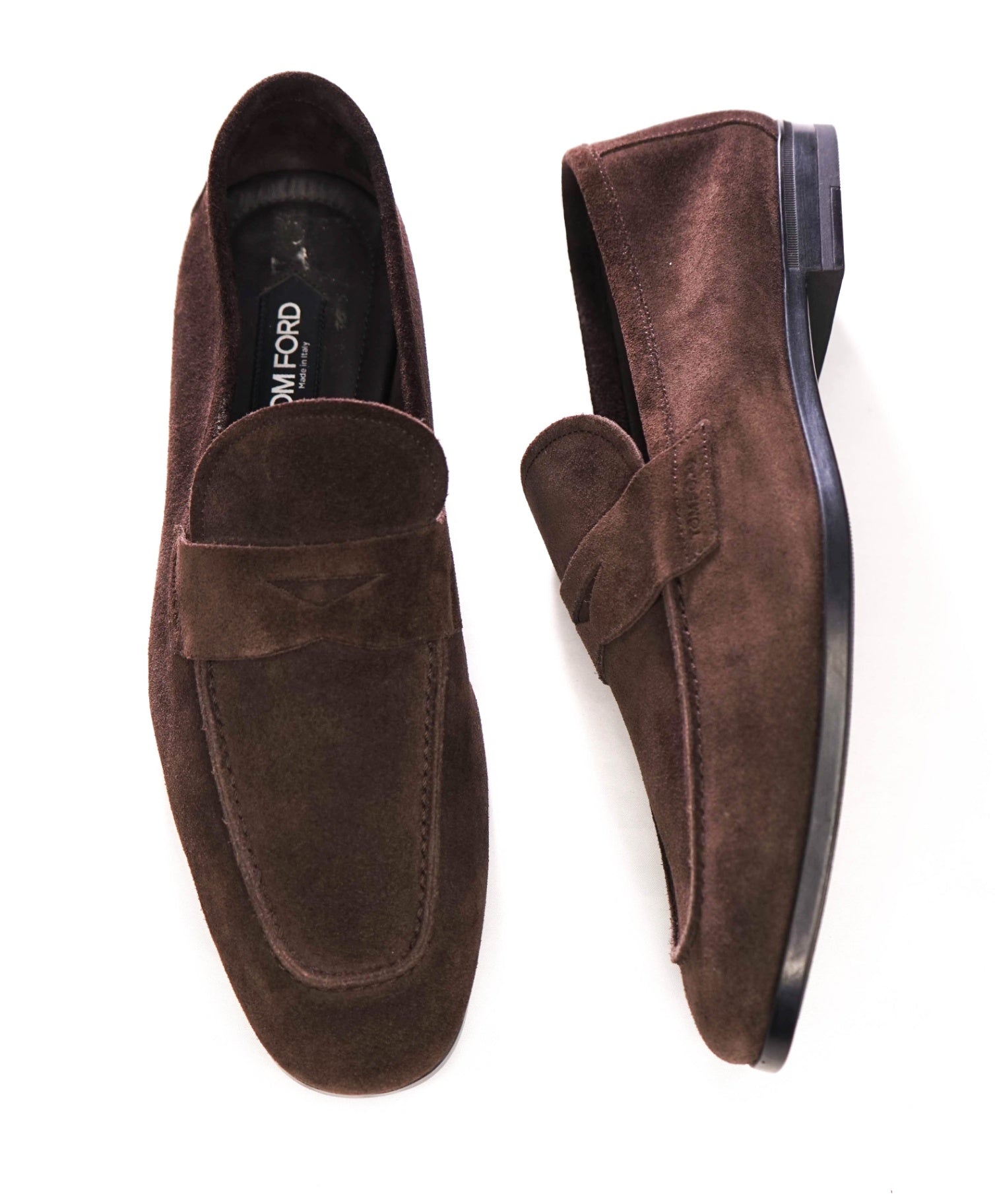 $1,350 TOM FORD - Brown Suede Penny Loafers - US 10 (9UK)