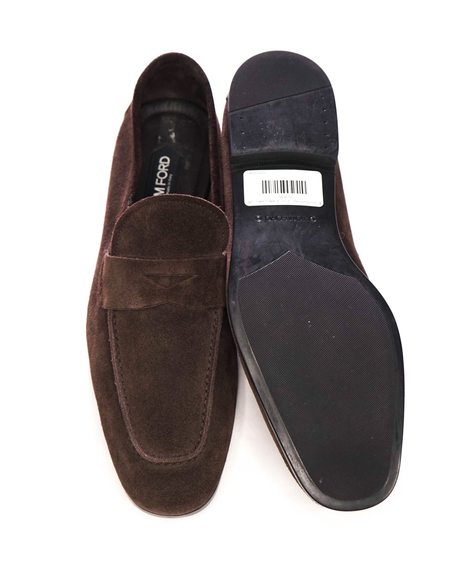 $1,350 TOM FORD - Brown Suede Penny Loafers - US 10 (9UK)