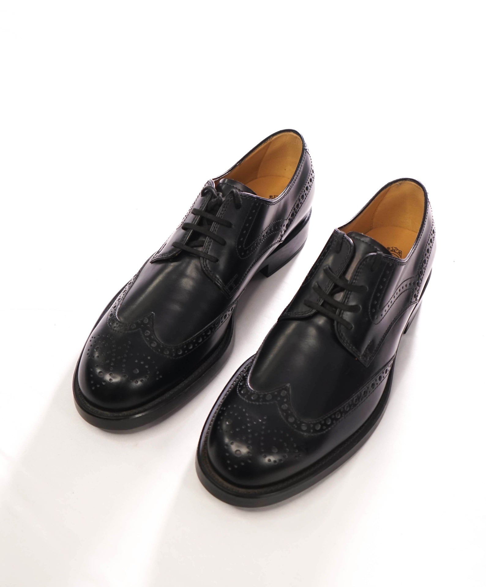 $750 TOD'S - Black Leather Wingtip Derby - US 9.5 (UK 8.5)