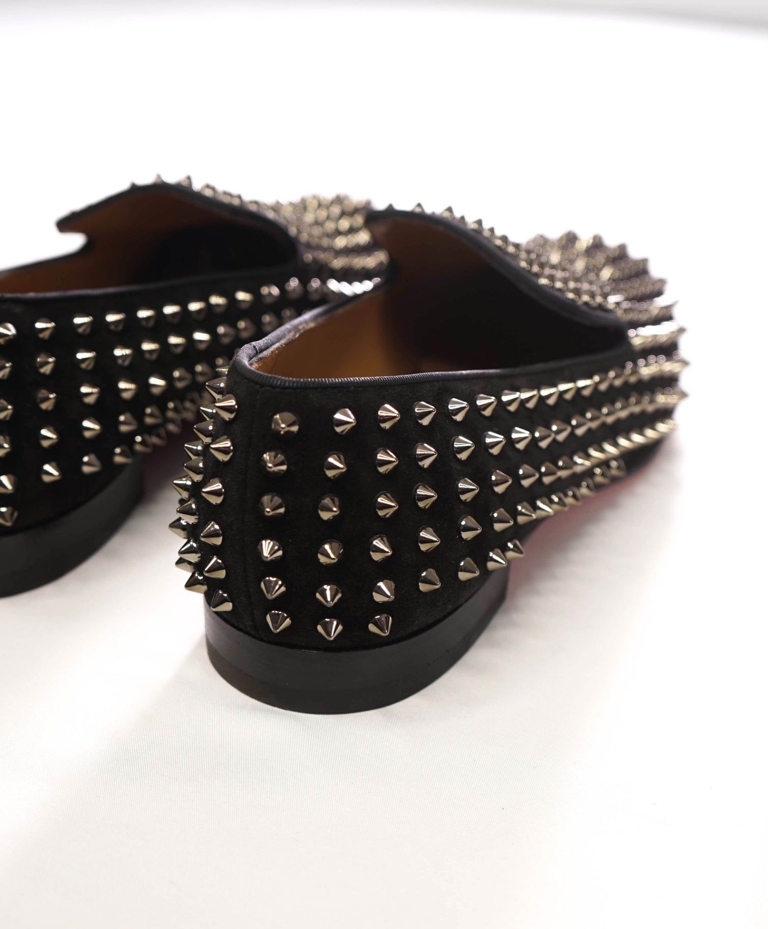 $1,395 LOUBOUTIN - Black Suede Dandelion Spikes Loafers - US 11.5 (44.5EU)