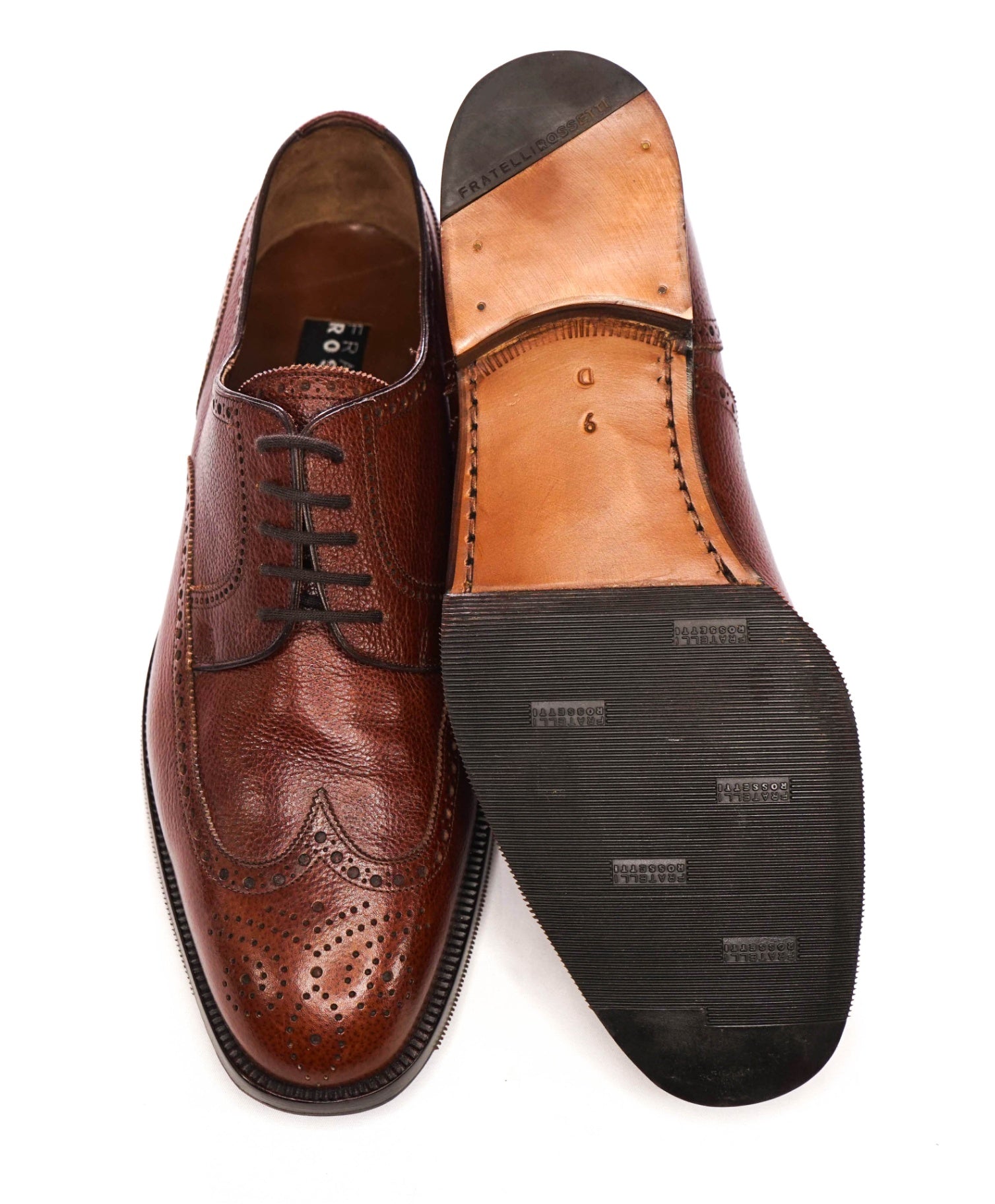 $700 FRATELLI ROSSETTI - Brown Pebble Leather Derby - US 10 (9UK)