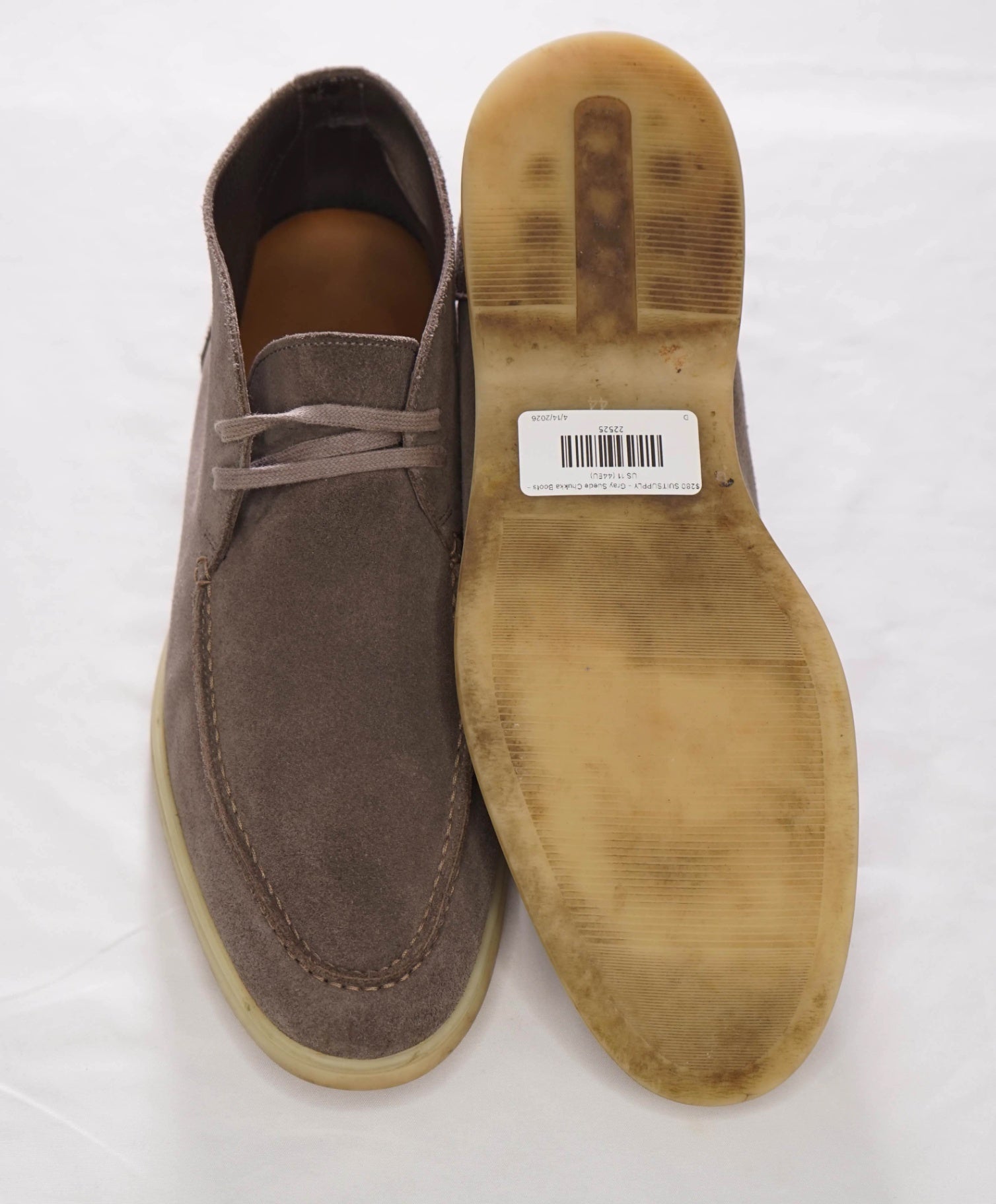 $280 SUITSUPPLY - Summer Walk Gray Suede Chukka Boots - US 11 (44EU)