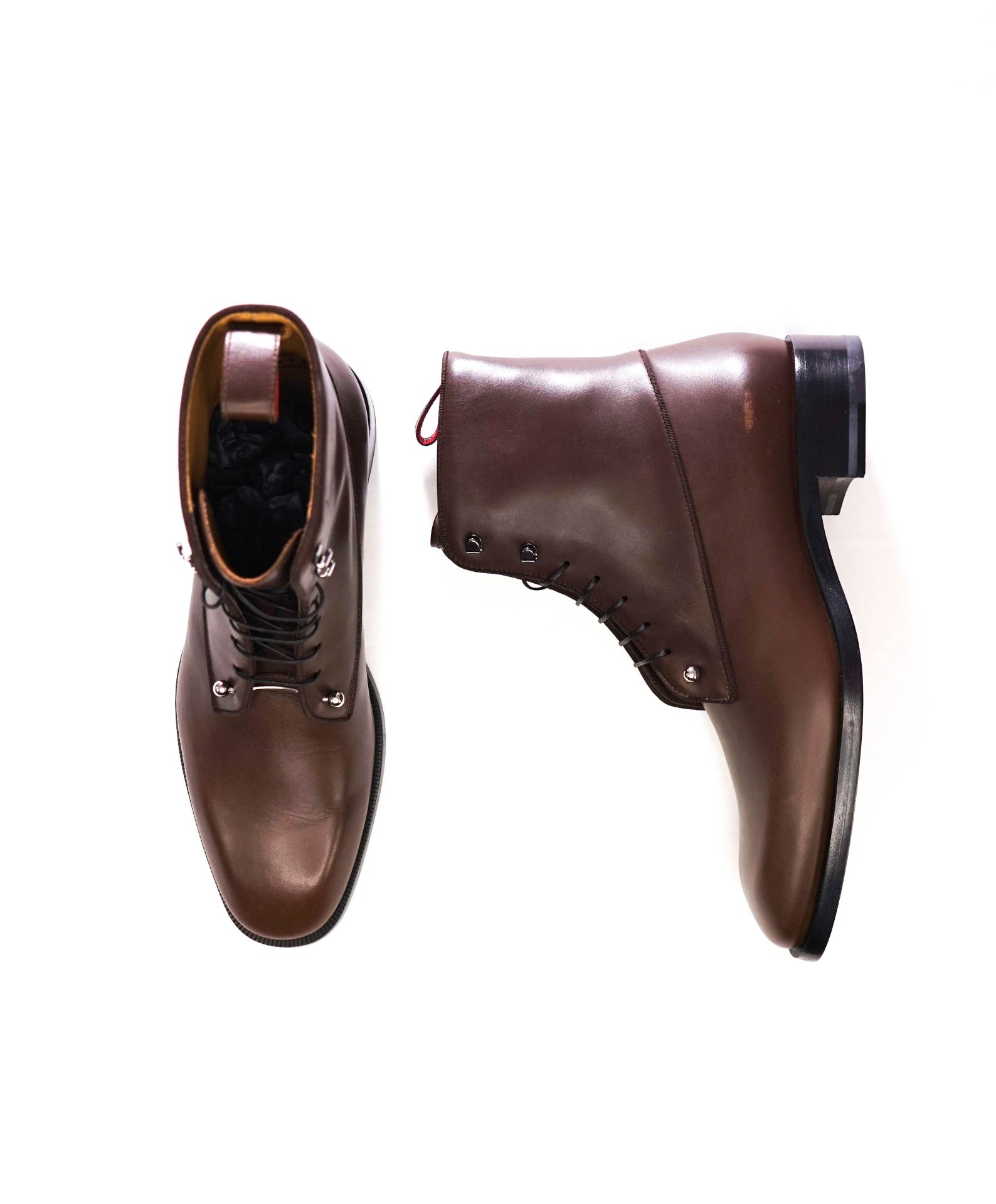 $1,445 CHRISTIAN LOUBOUTIN - Brown "CHAMBELI" Ankle Boots - US 8 (41EU)