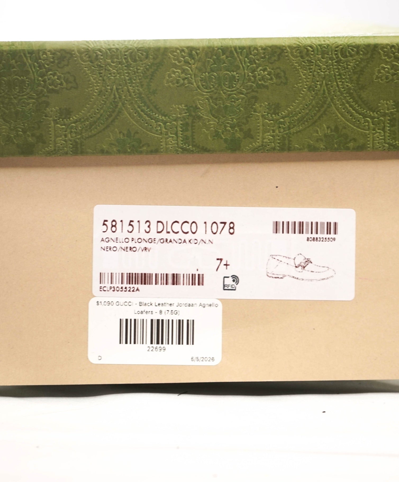 $1,090 GUCCI - Black Leather Jordaan Agnello Loafers - 8 (7.5G)