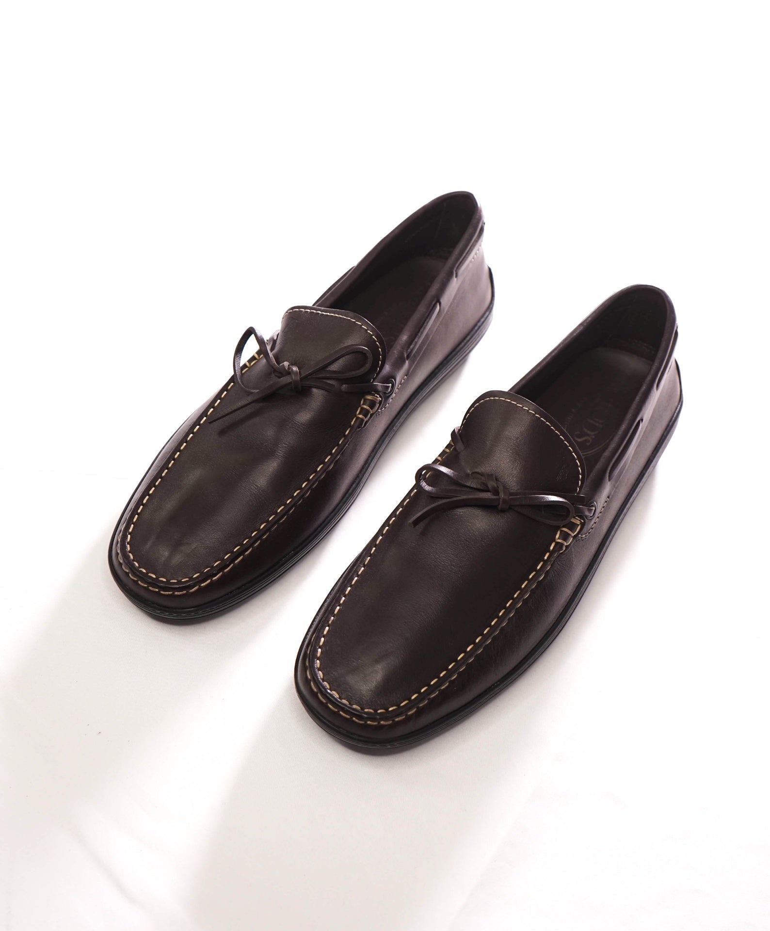 $995 TOD'S - Dark Brown Leather Boat Shoes - US 12.5 (11.5UK)
