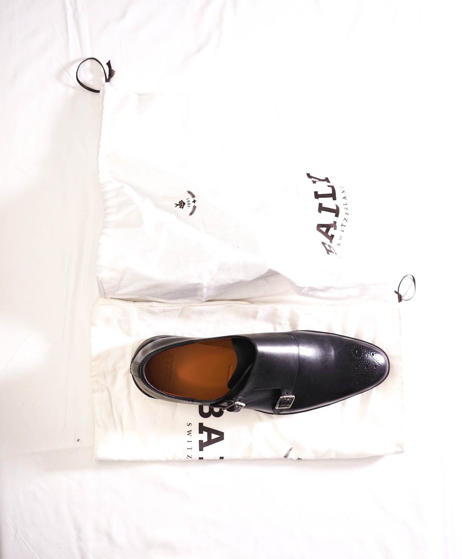 $1,295 BALLY - Black Leather Monk Straps - US 13 3E (12UK)