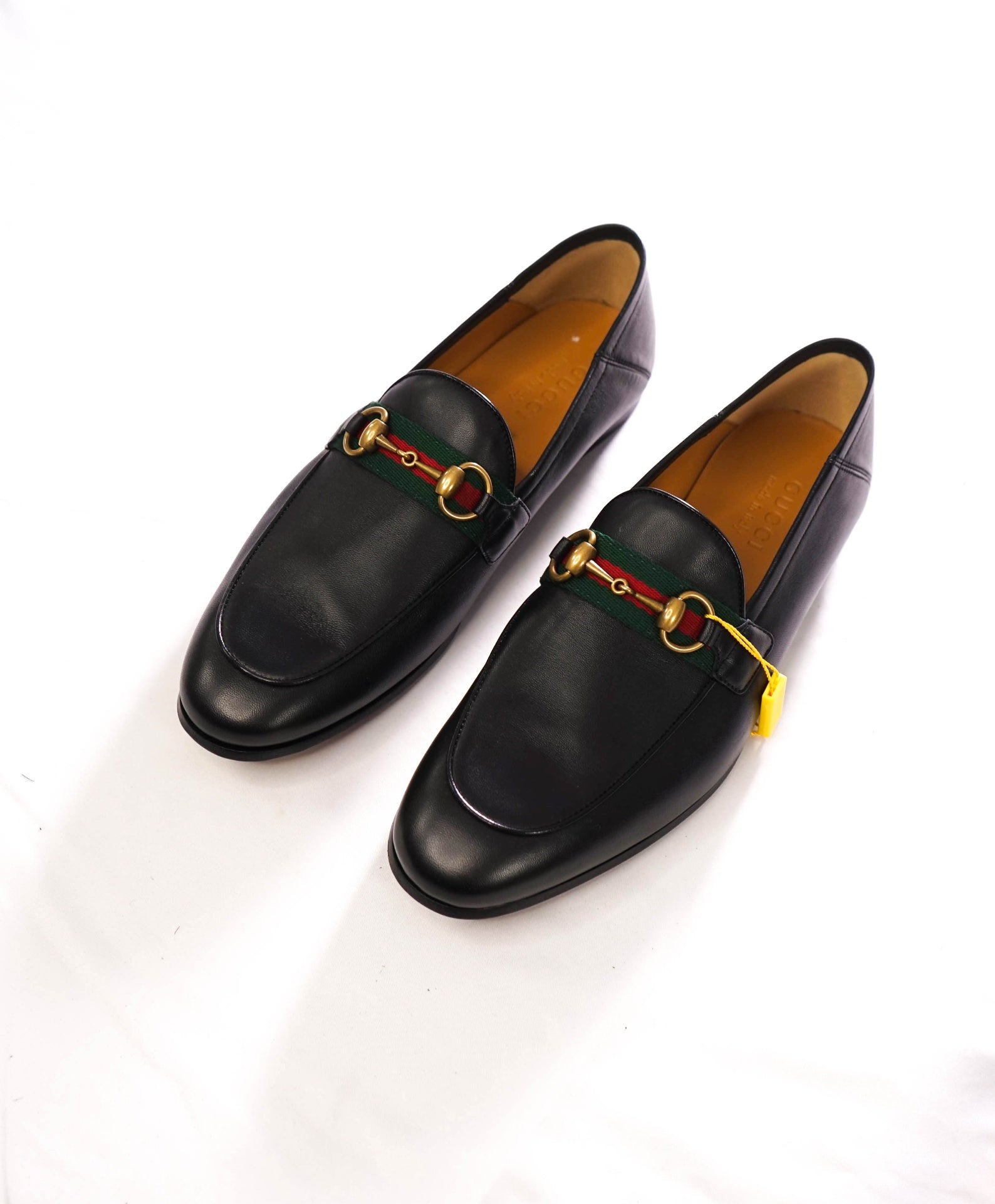 $1,090 GUCCI - Black Leather Jordaan Agnello Loafers - 8 (7.5G)