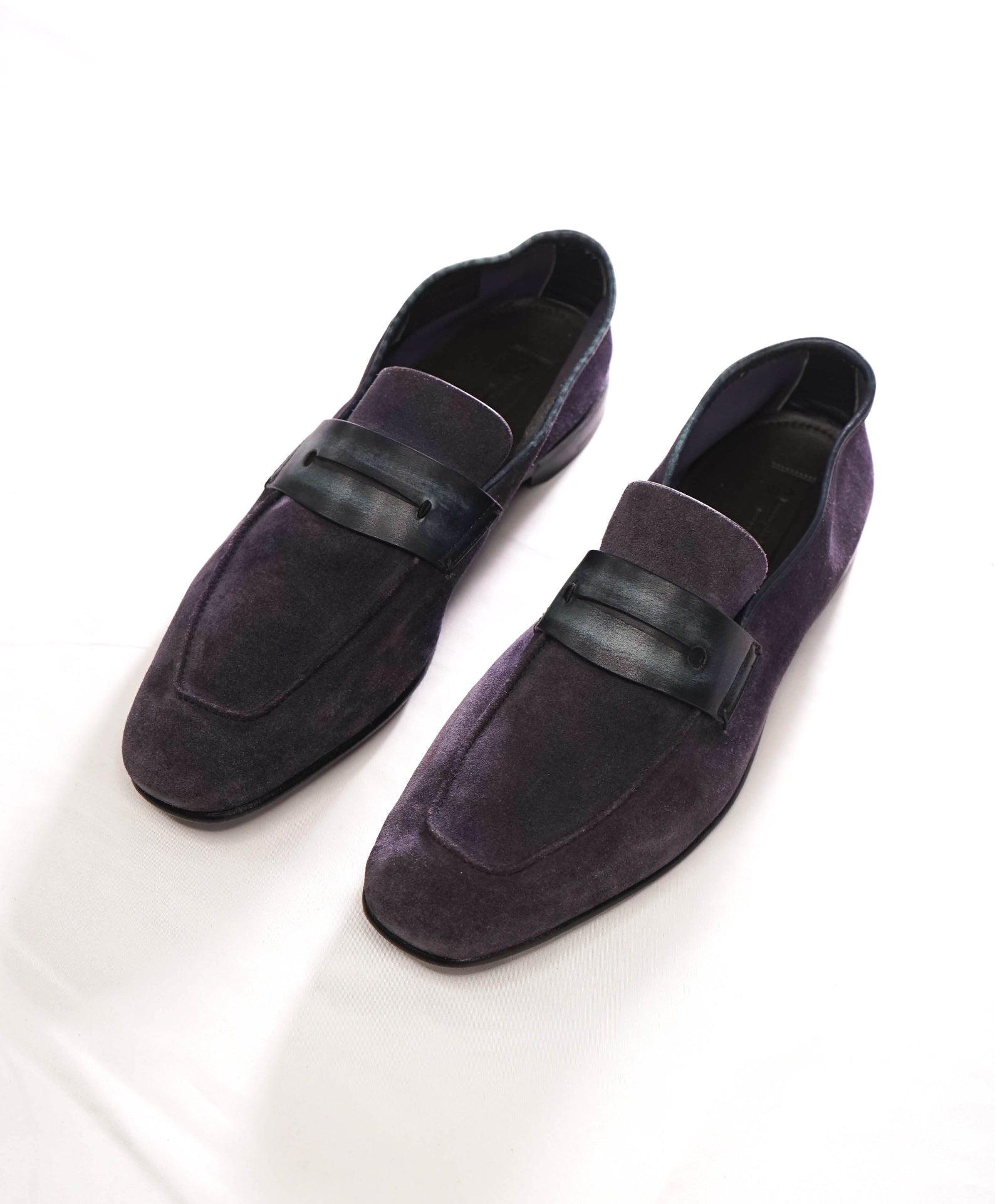 $960 ZEGNA - Navy Blue Suede Asola Loafers - US 11 (UK10)