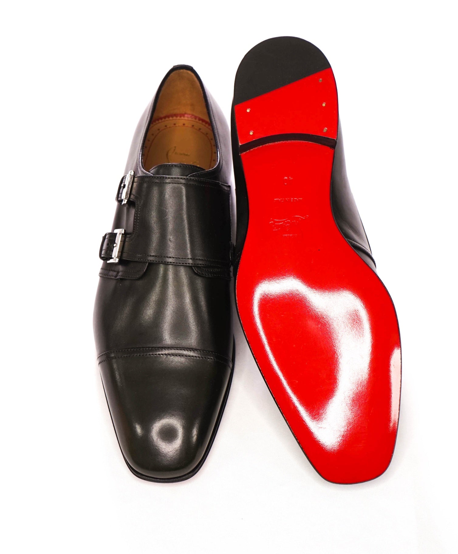 $1,250 LOUBOUTIN - "MORTIMER" Dark Green Leather Monk Straps - US 7 (40EU)