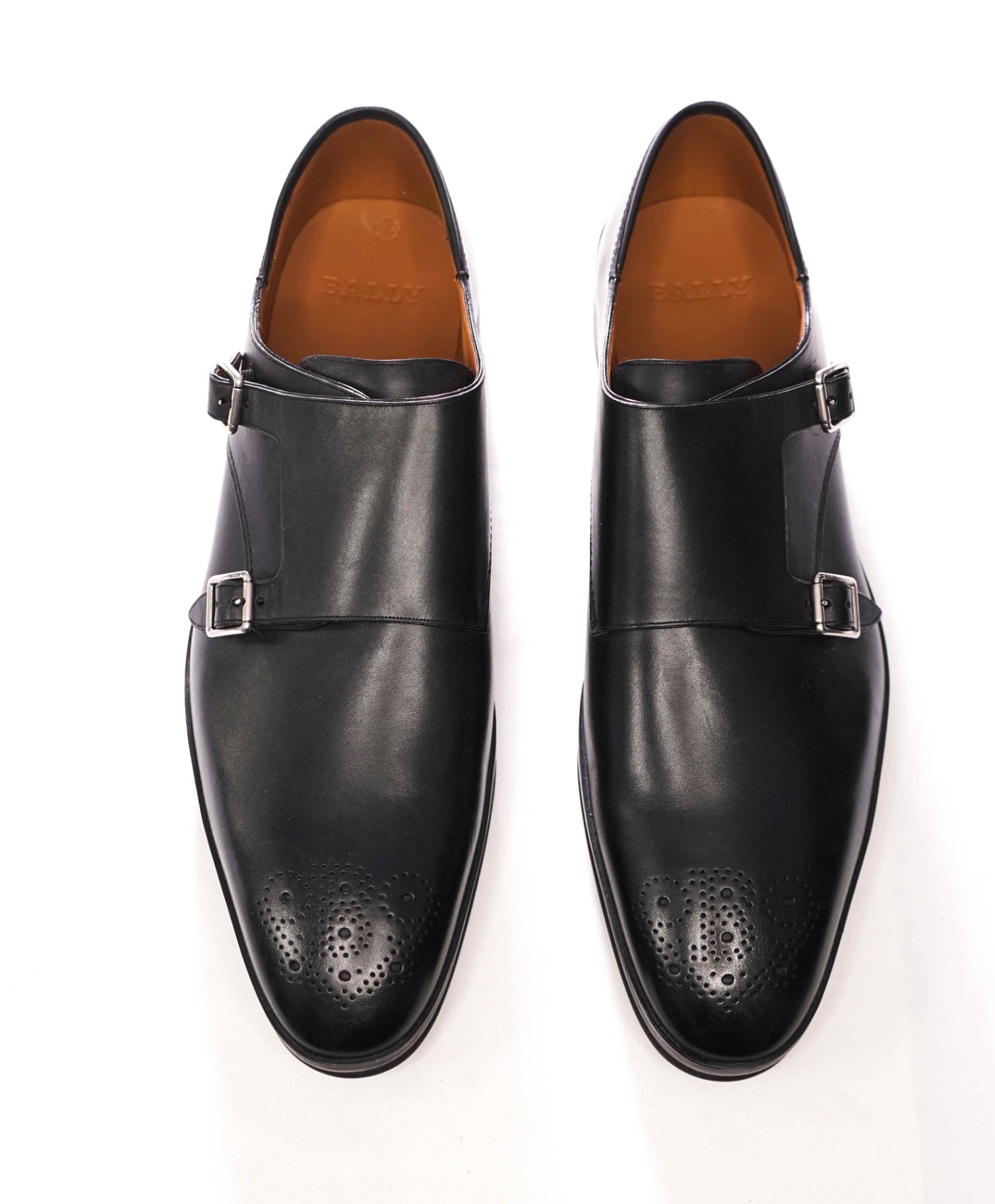 $1,295 BALLY - Black Leather Monk Straps - US 13 3E (12UK)