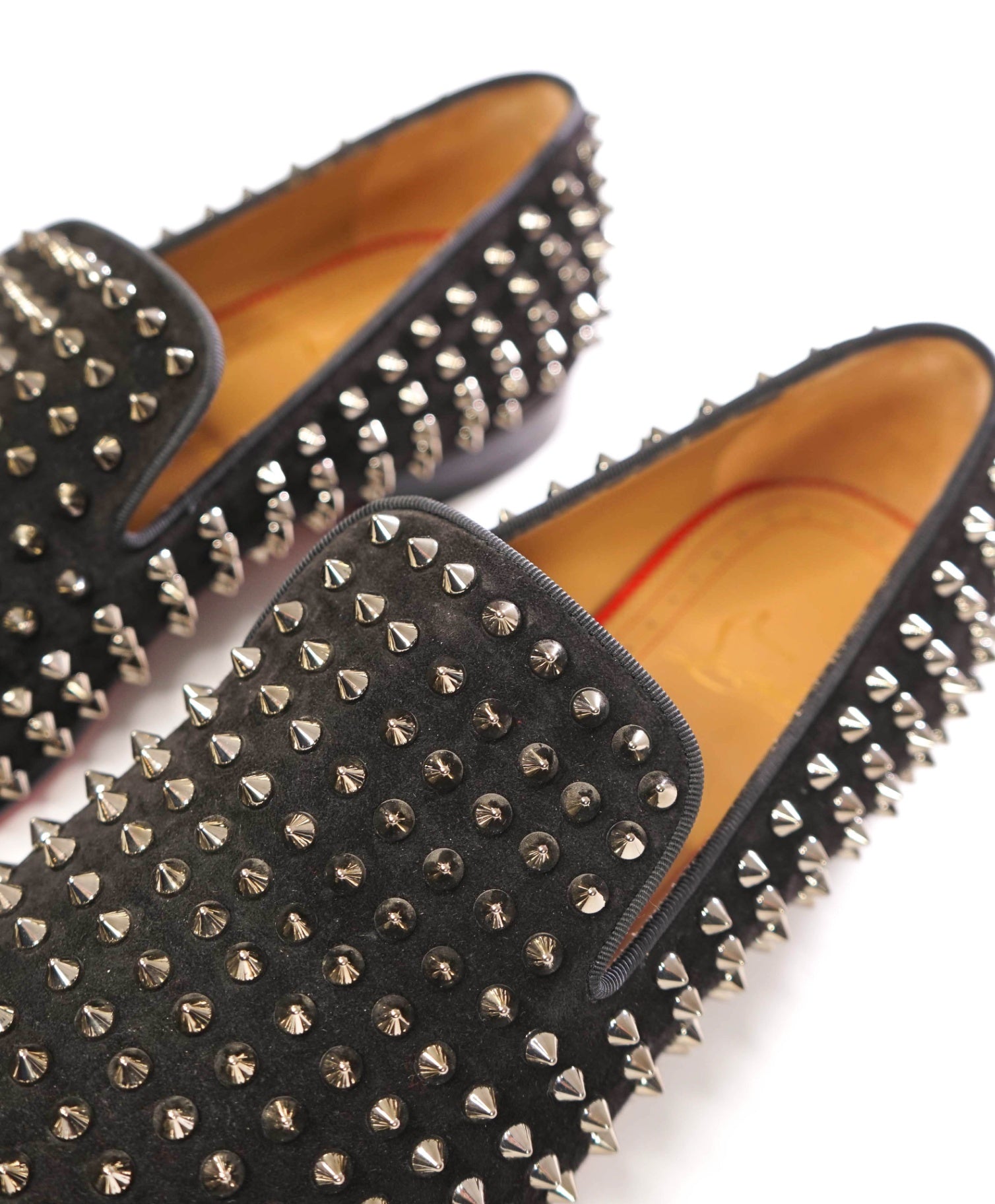 $1,395 LOUBOUTIN - Black Suede Dandelion Spikes Loafers - US 11.5 (44.5EU)