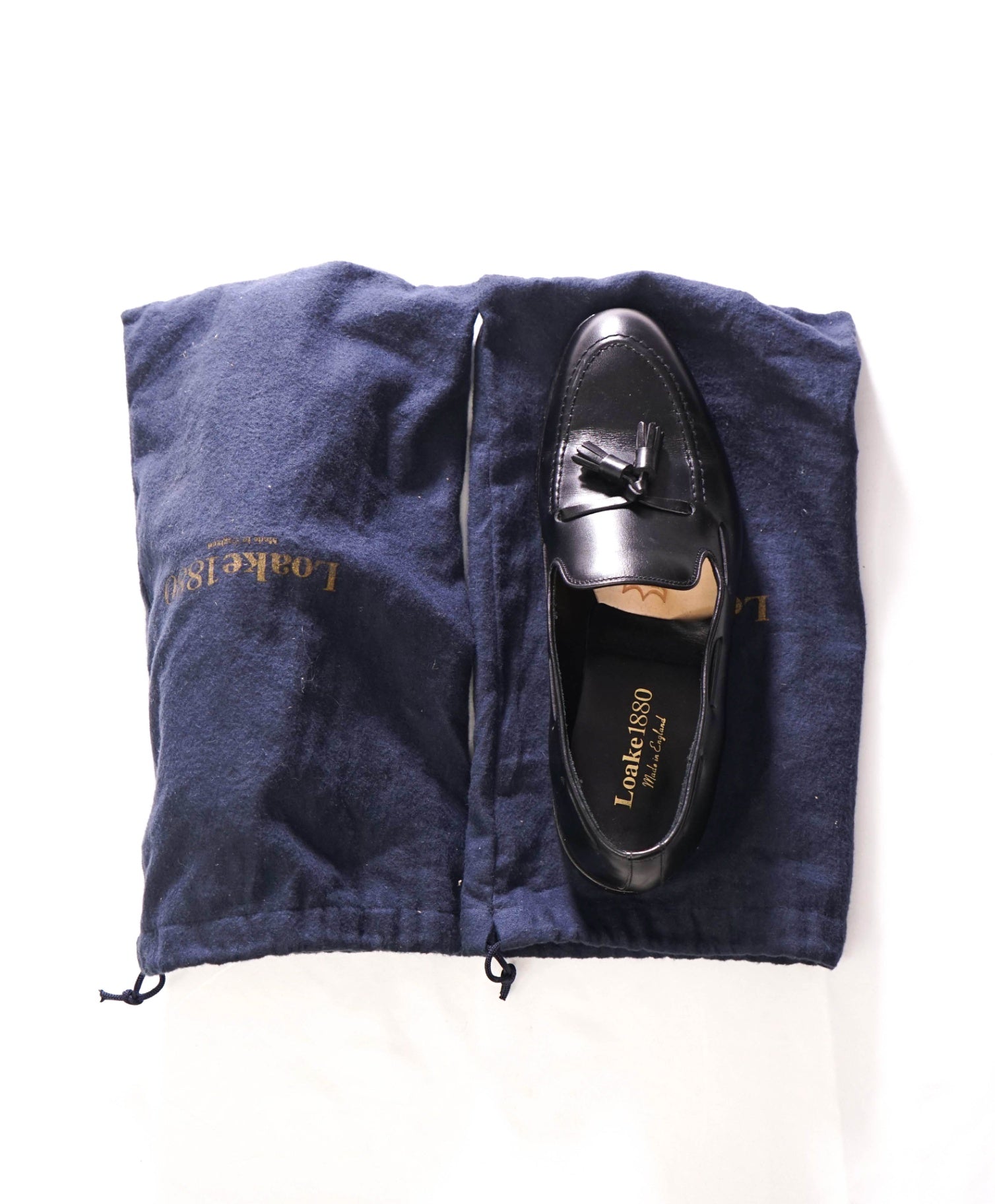 $550 LOAKE 1880 - Black Goodyear "RUSSELL" Tassel Loafers - US 9.5 (UK8.5)
