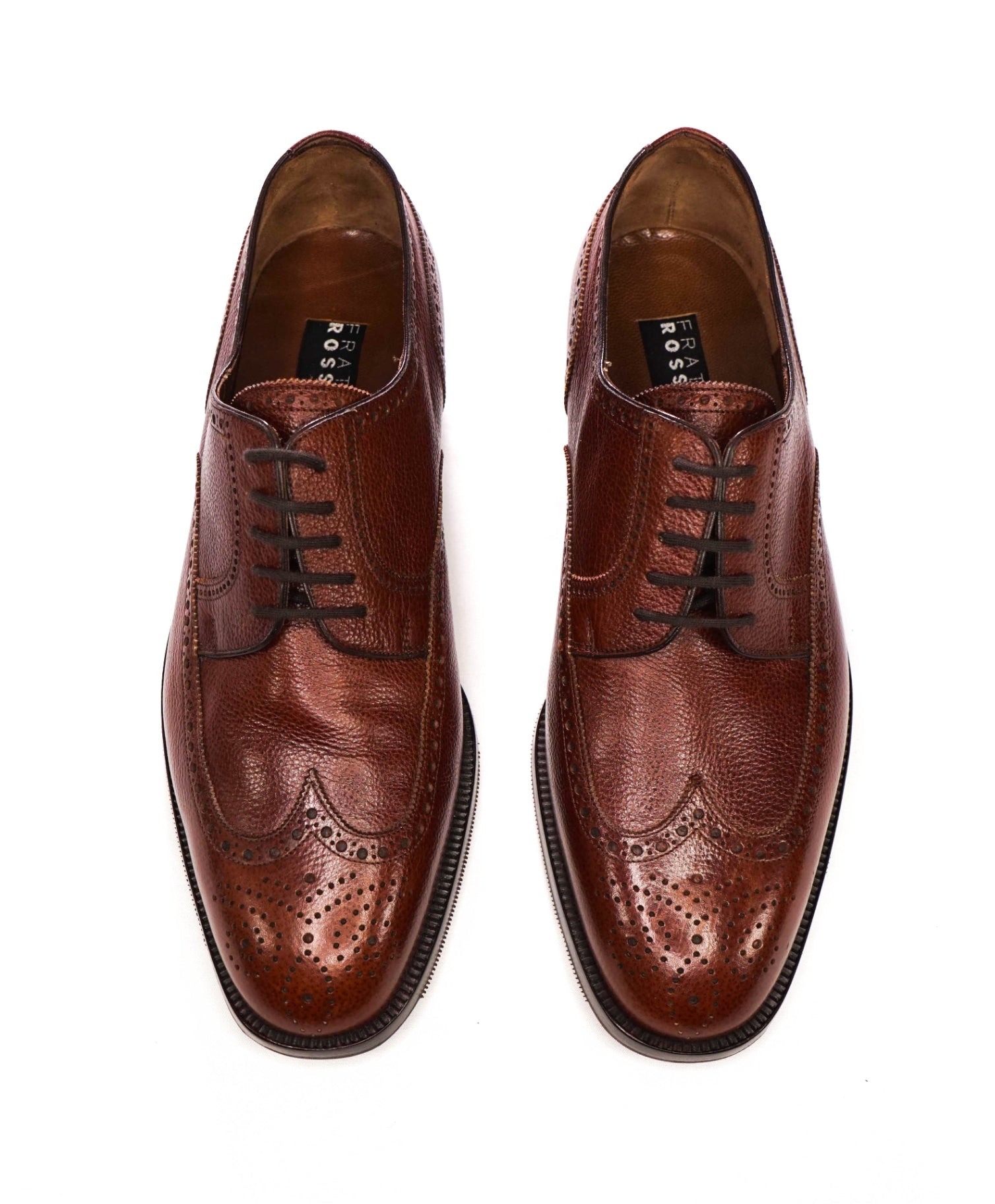 $700 FRATELLI ROSSETTI - Brown Pebble Leather Derby - US 10 (9UK)