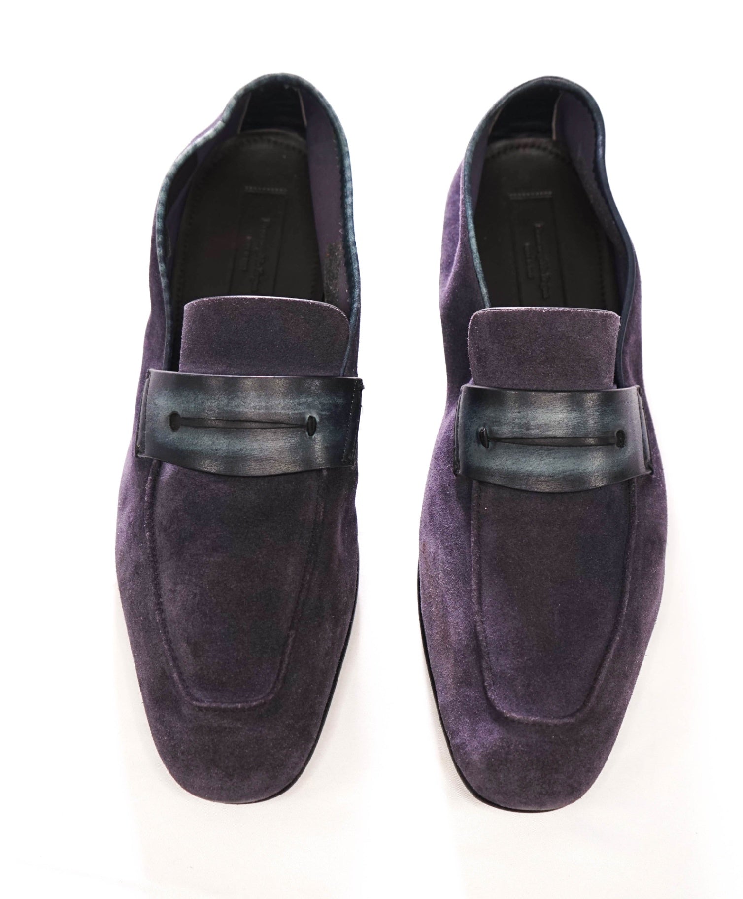 $960 ZEGNA - Navy Blue Suede Asola Loafers - US 11 (UK10)